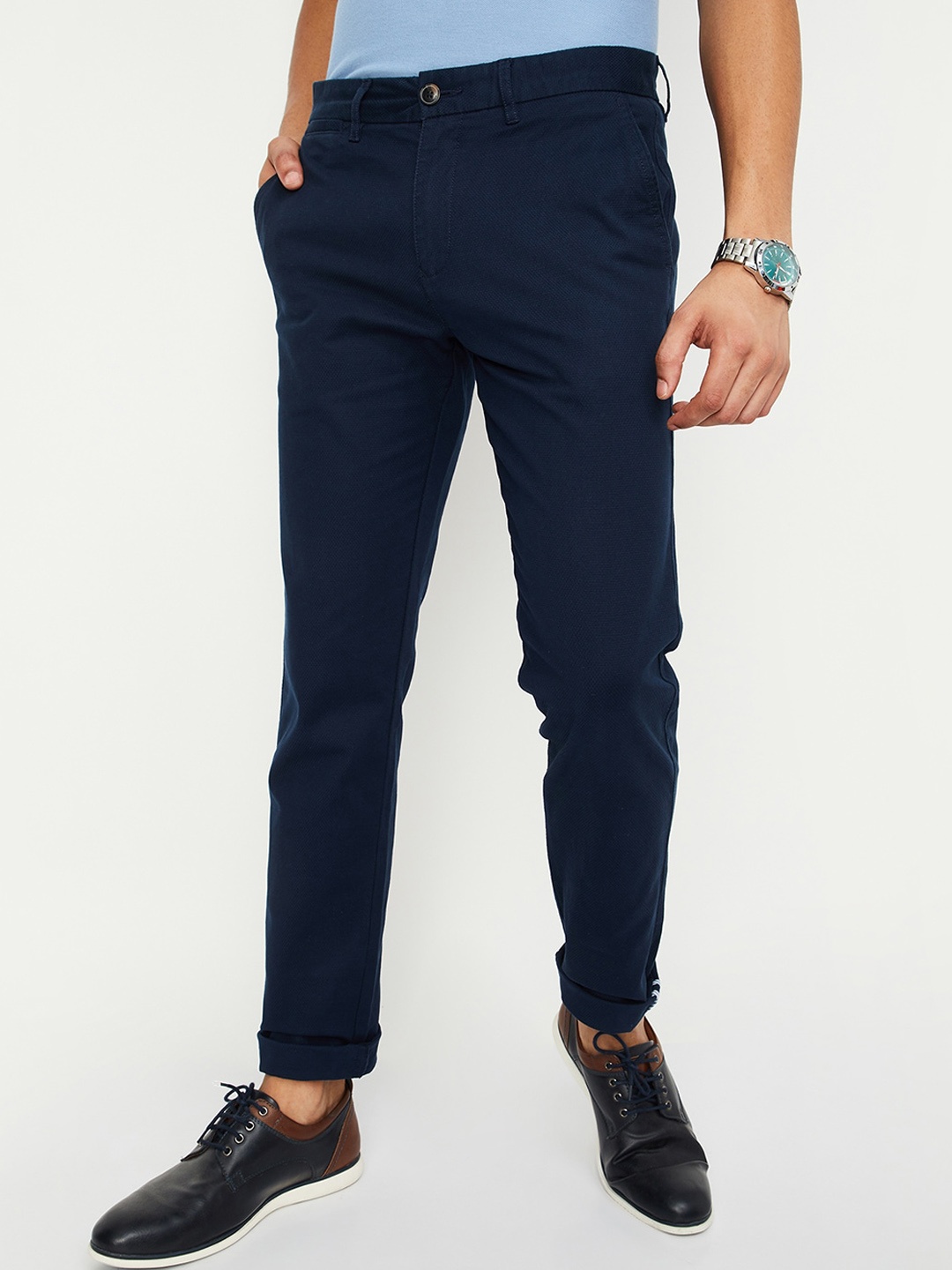 

max Men Mid Rise Plain Chinos, Blue