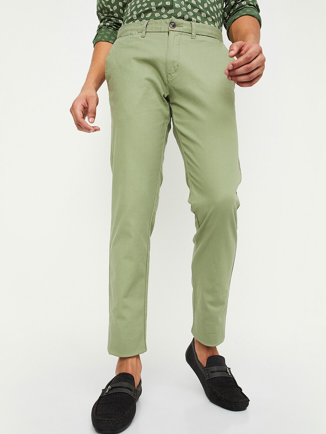 

max Men Mid Rise Trousers, Olive