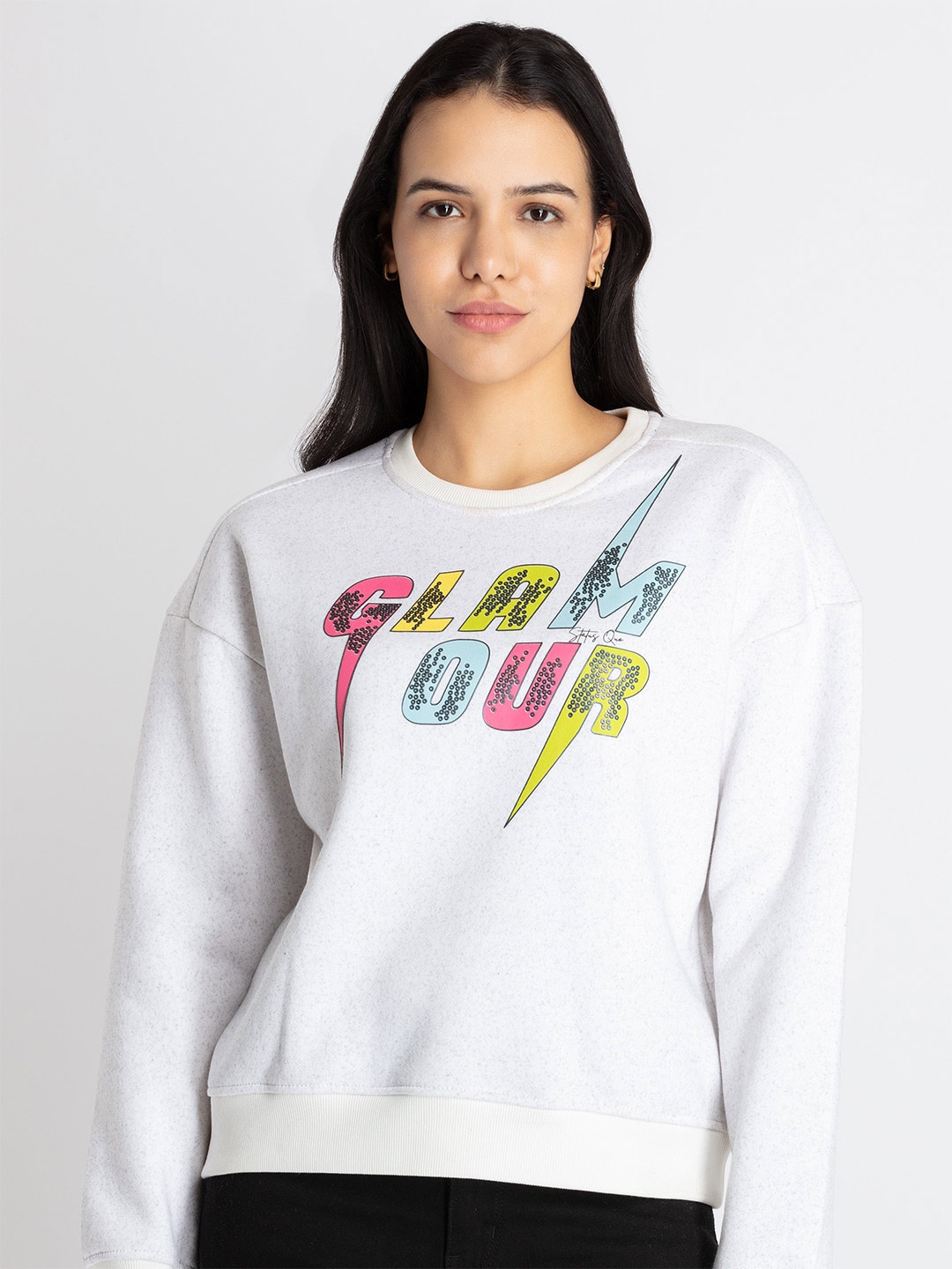 

Status Quo Typography Printed Sweatshirt, White