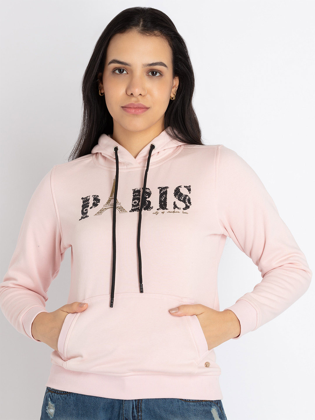 

Status Quo Typography Printed Hooded Sweatshirt, Pink