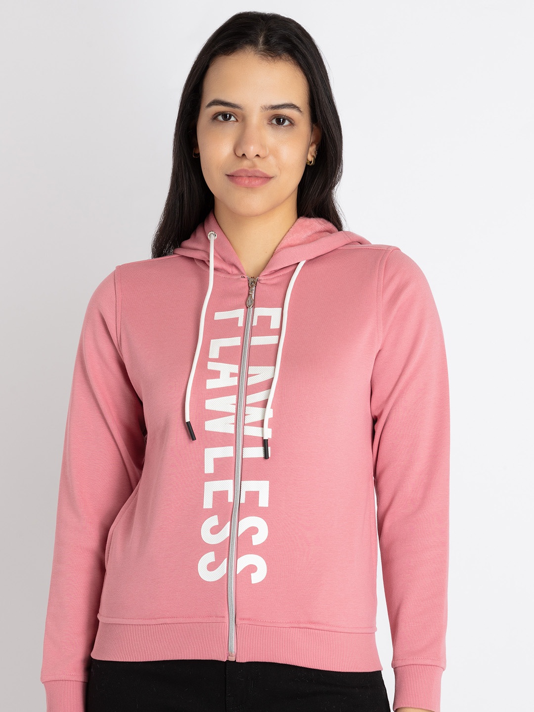 

Status Quo Typography Printed Hooded Cotton Sweatshirt, Coral
