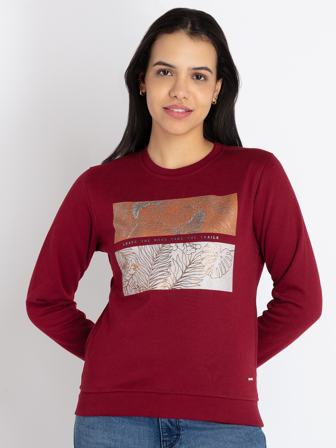 

Status Quo Printed Cotton Sweatshirt, Maroon