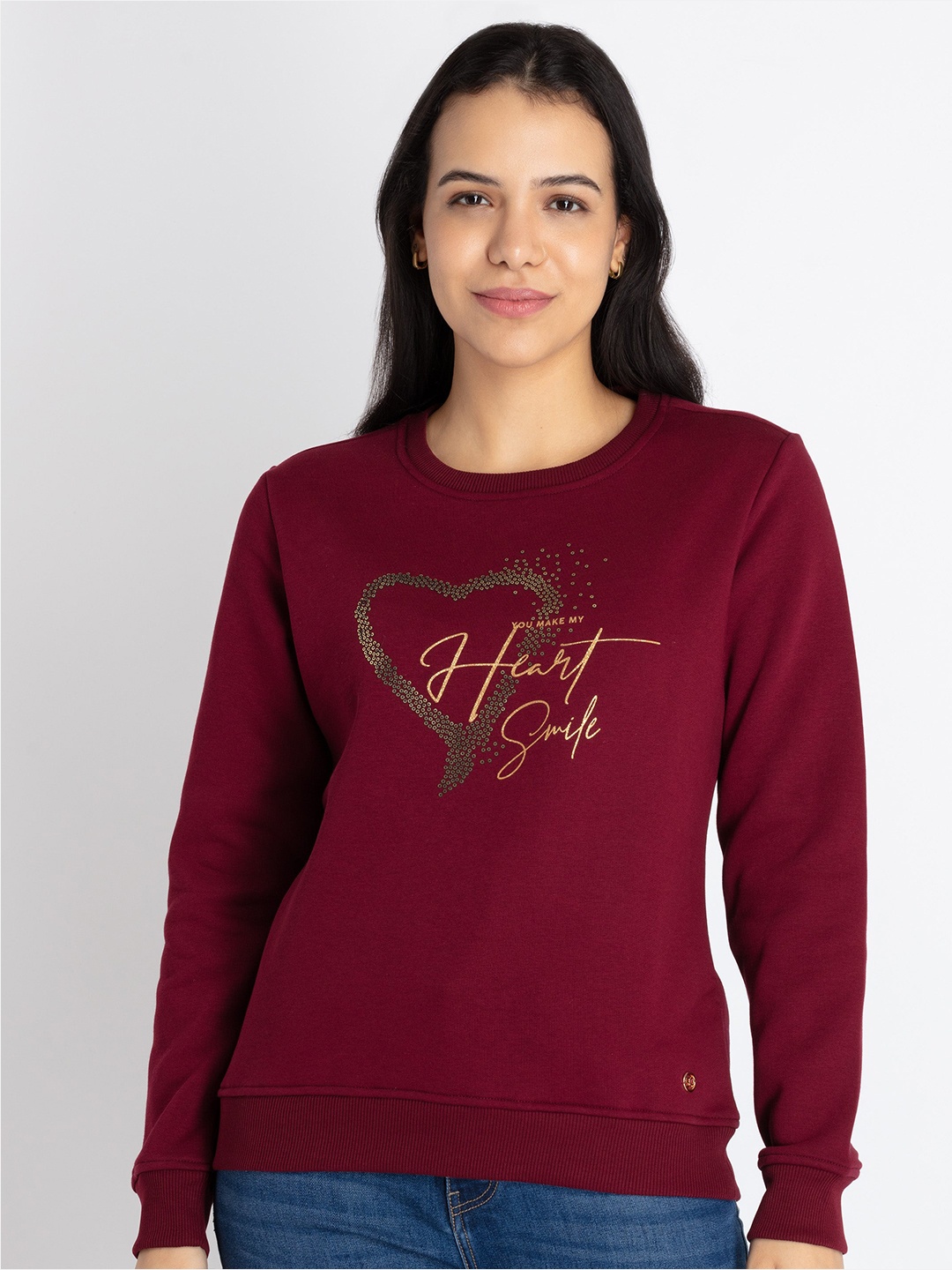 

Status Quo Typography Printed Cotton Pullover Sweatshirt, Maroon