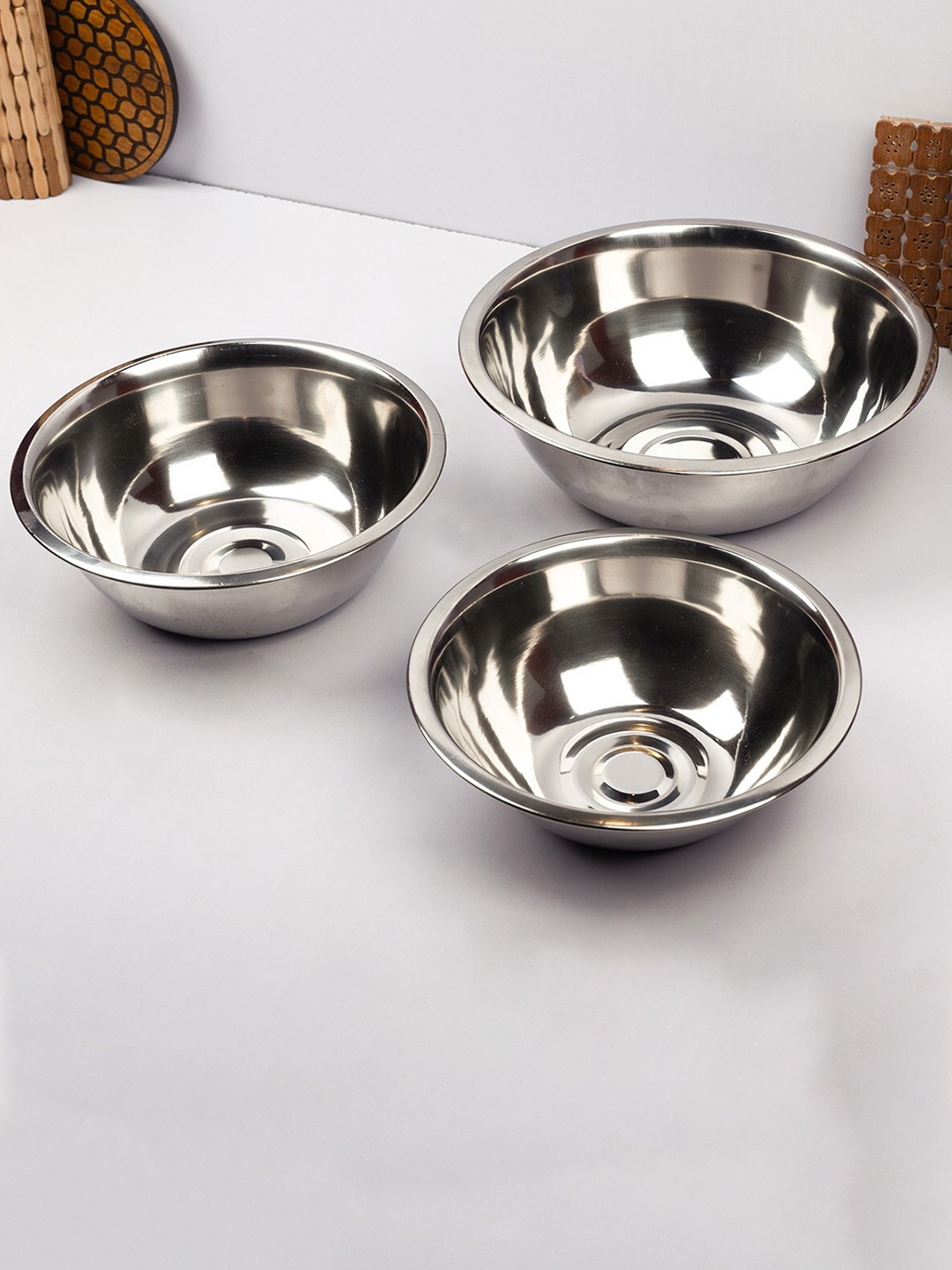 

Anko 3 Pieces Stainless Steel Glossy Bowls