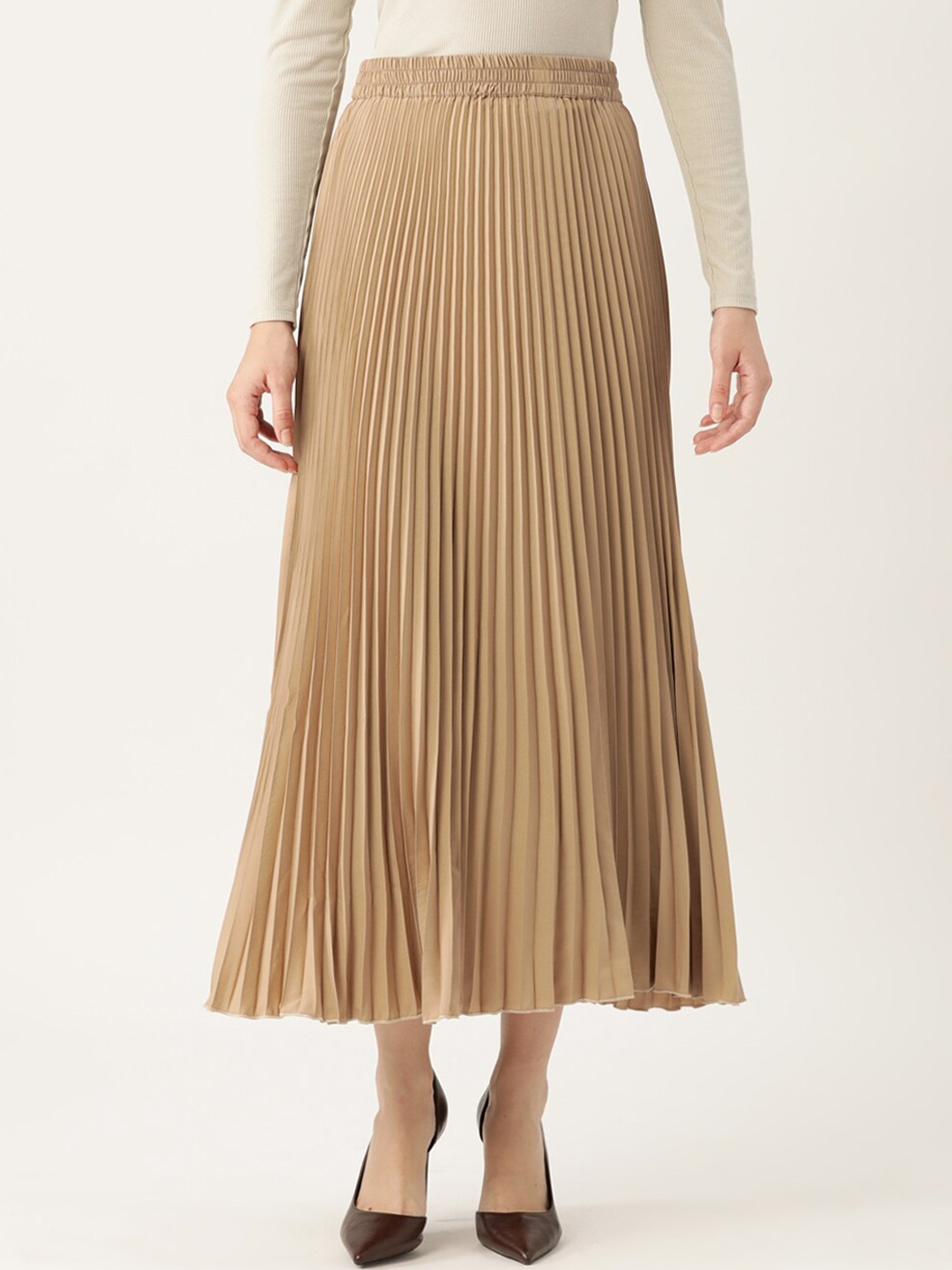 

Chemistry Accordion Pleated Maxi Flared Skirt, Khaki