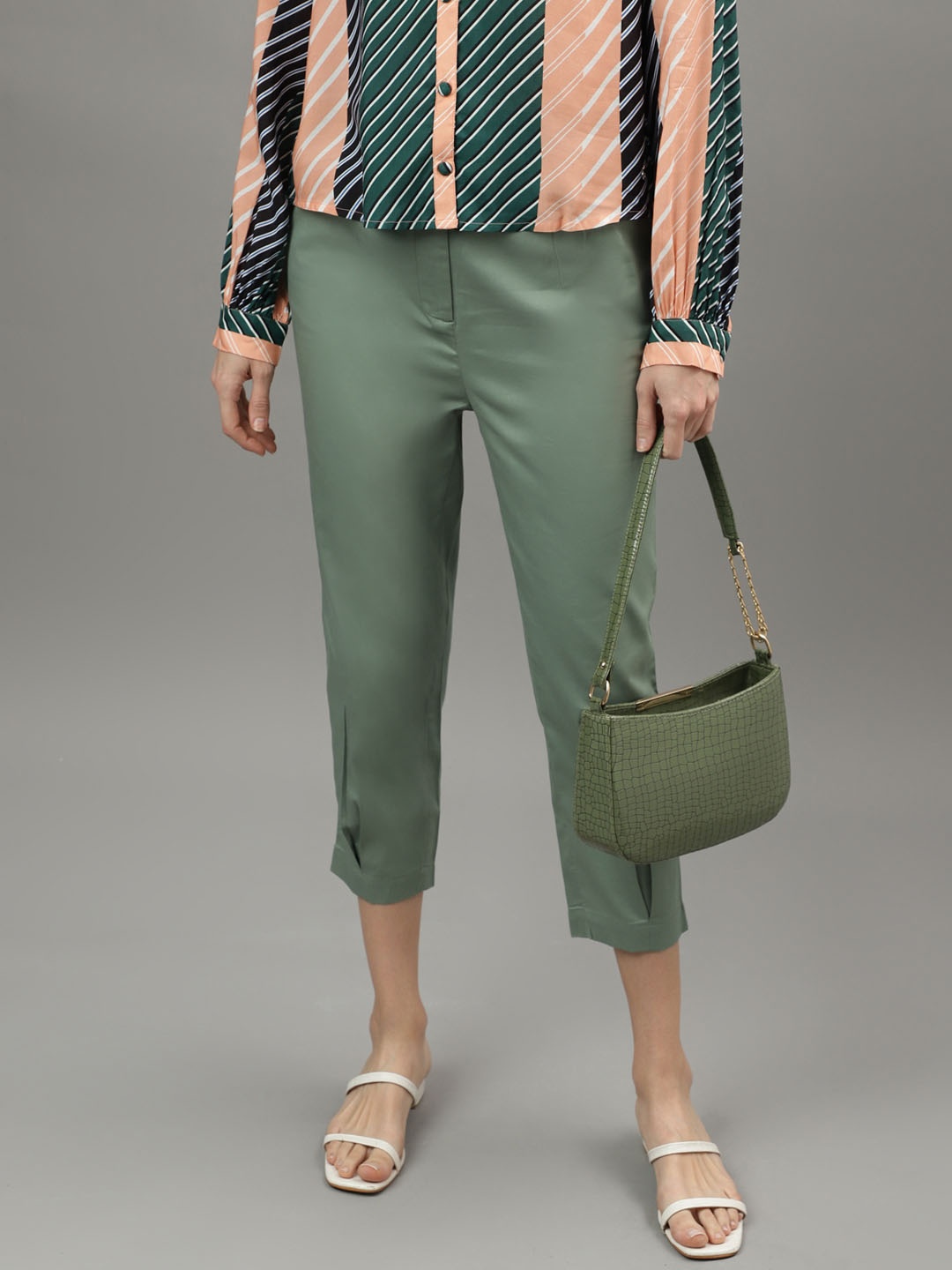 

Iconic Women Pure Cotton Chinos Trousers, Olive