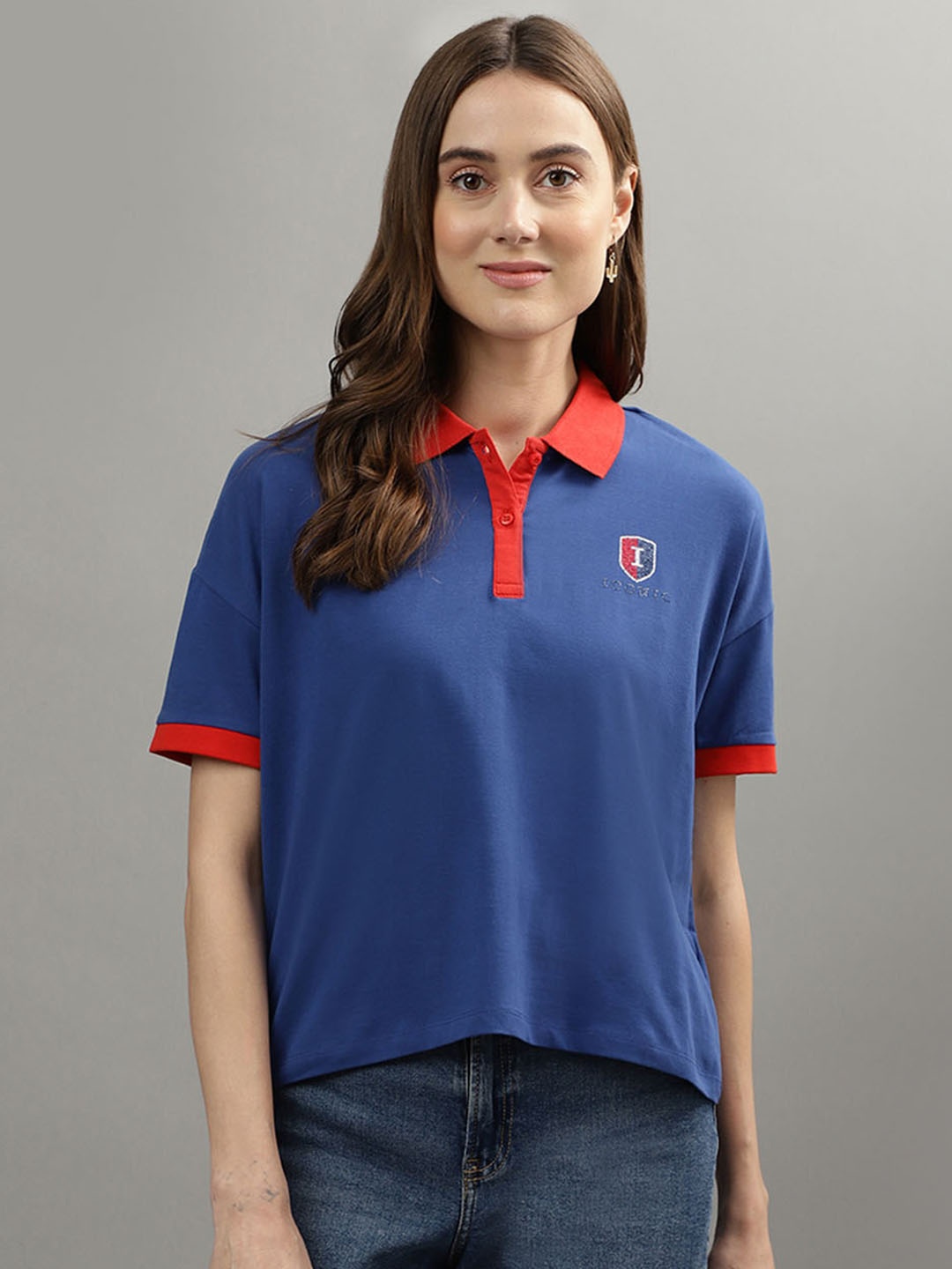 

Iconic Polo Collar Casual T-Shirt, Blue