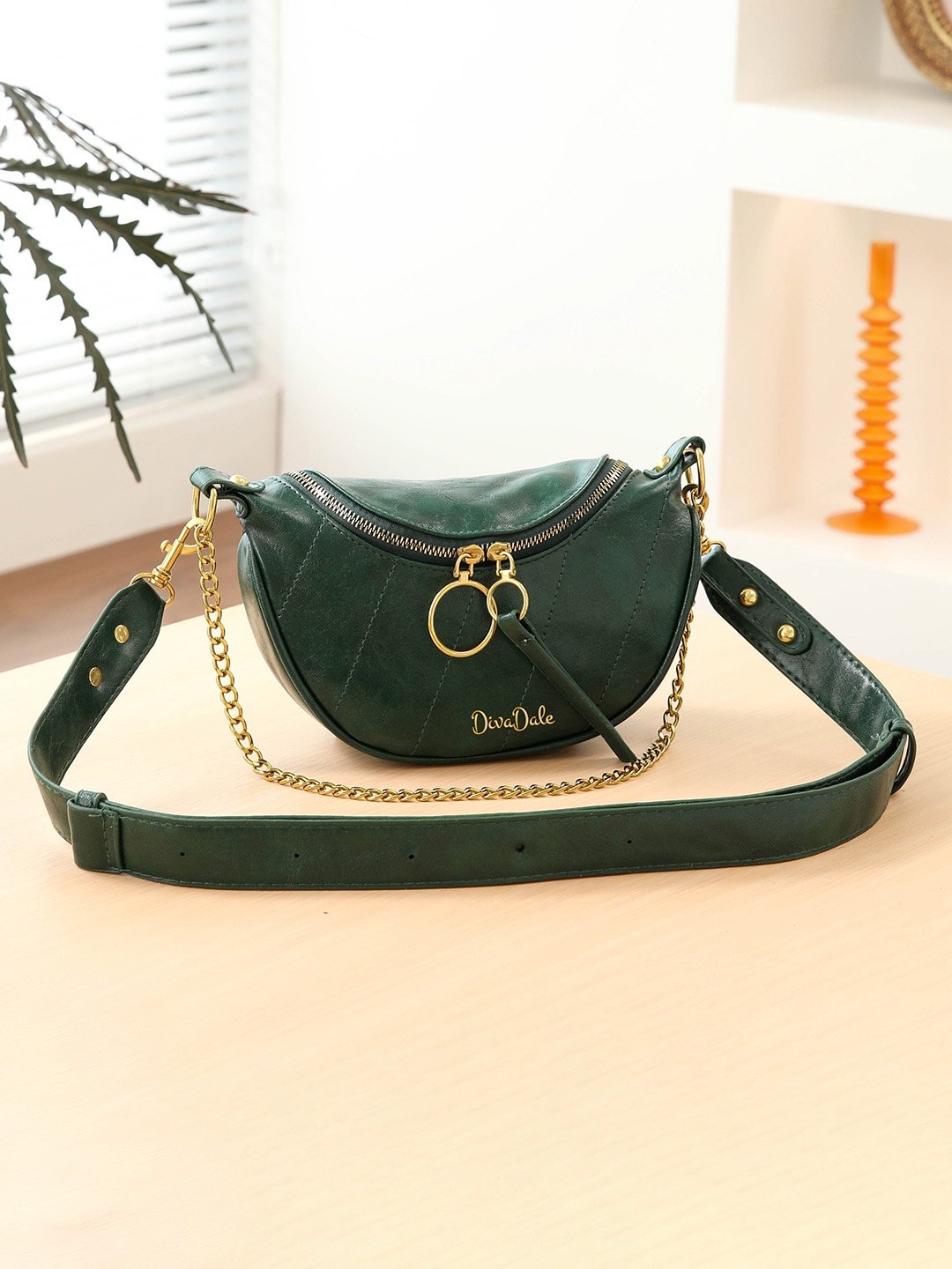 

Diva Dale Tasselled Structured Sling Bag, Green