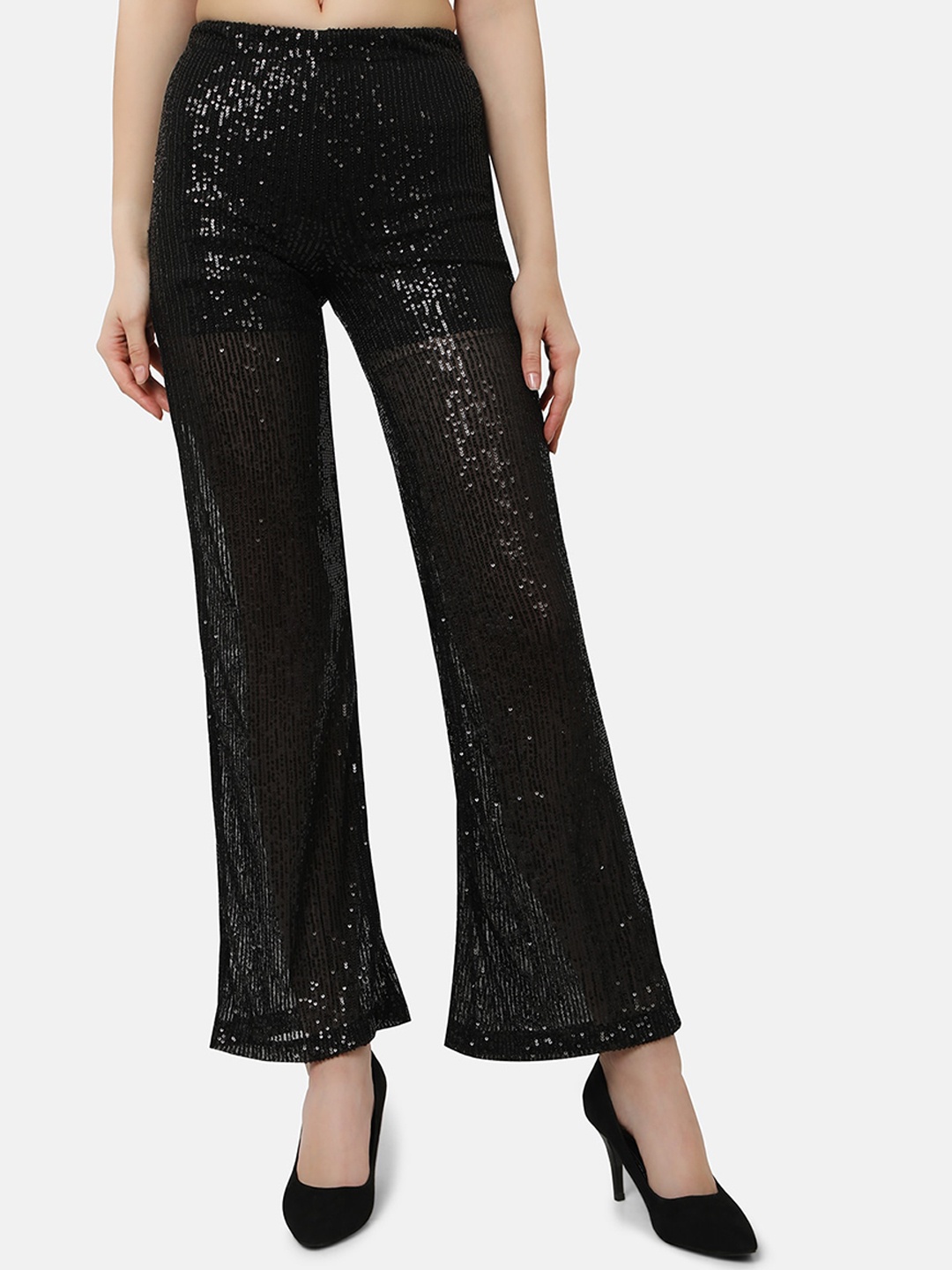 

Ashtag Women Embellished Polite Hug Trousers, Black