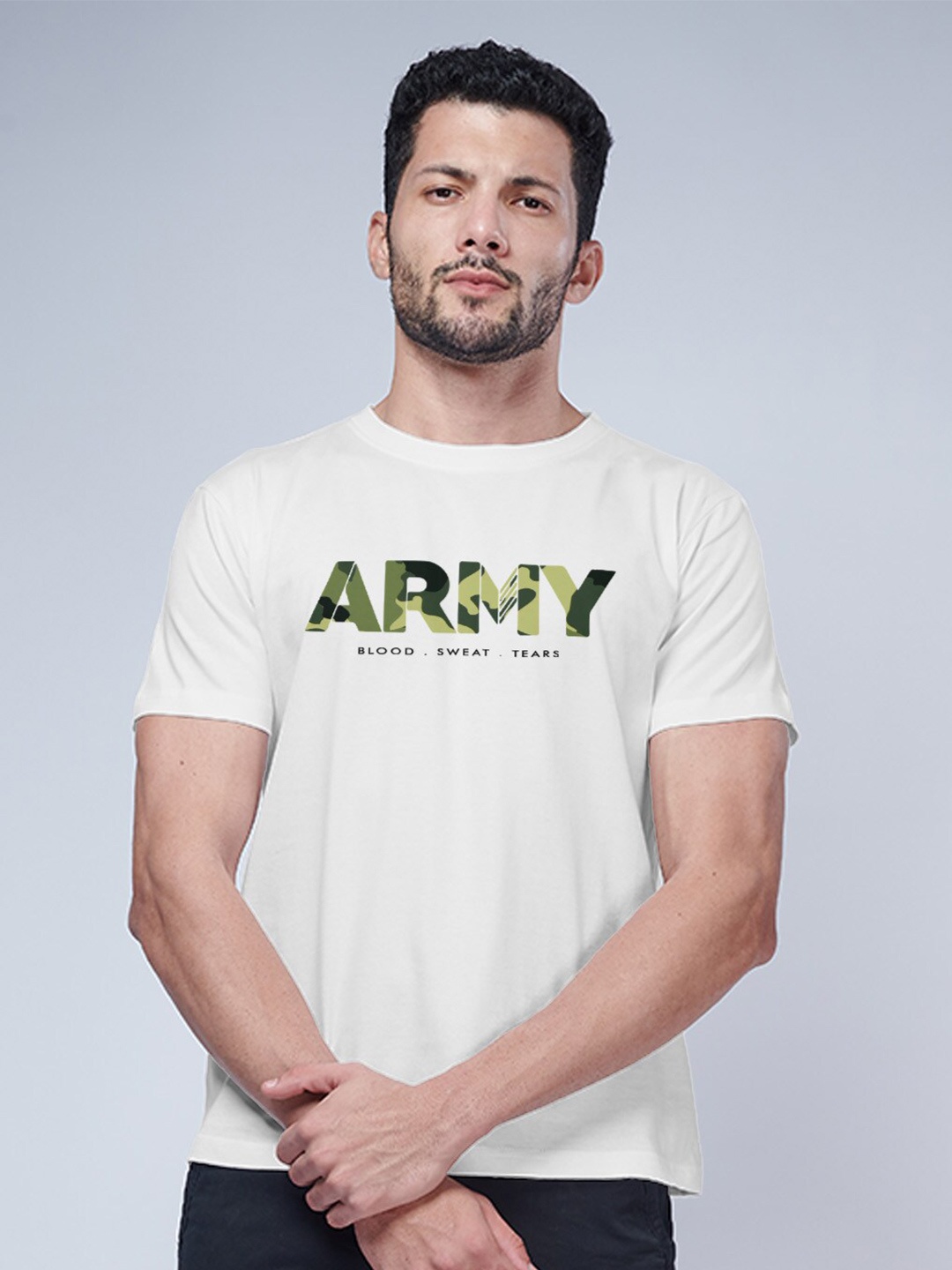 Aero Armour Typography Printed Pure Cotton T-shirt, White