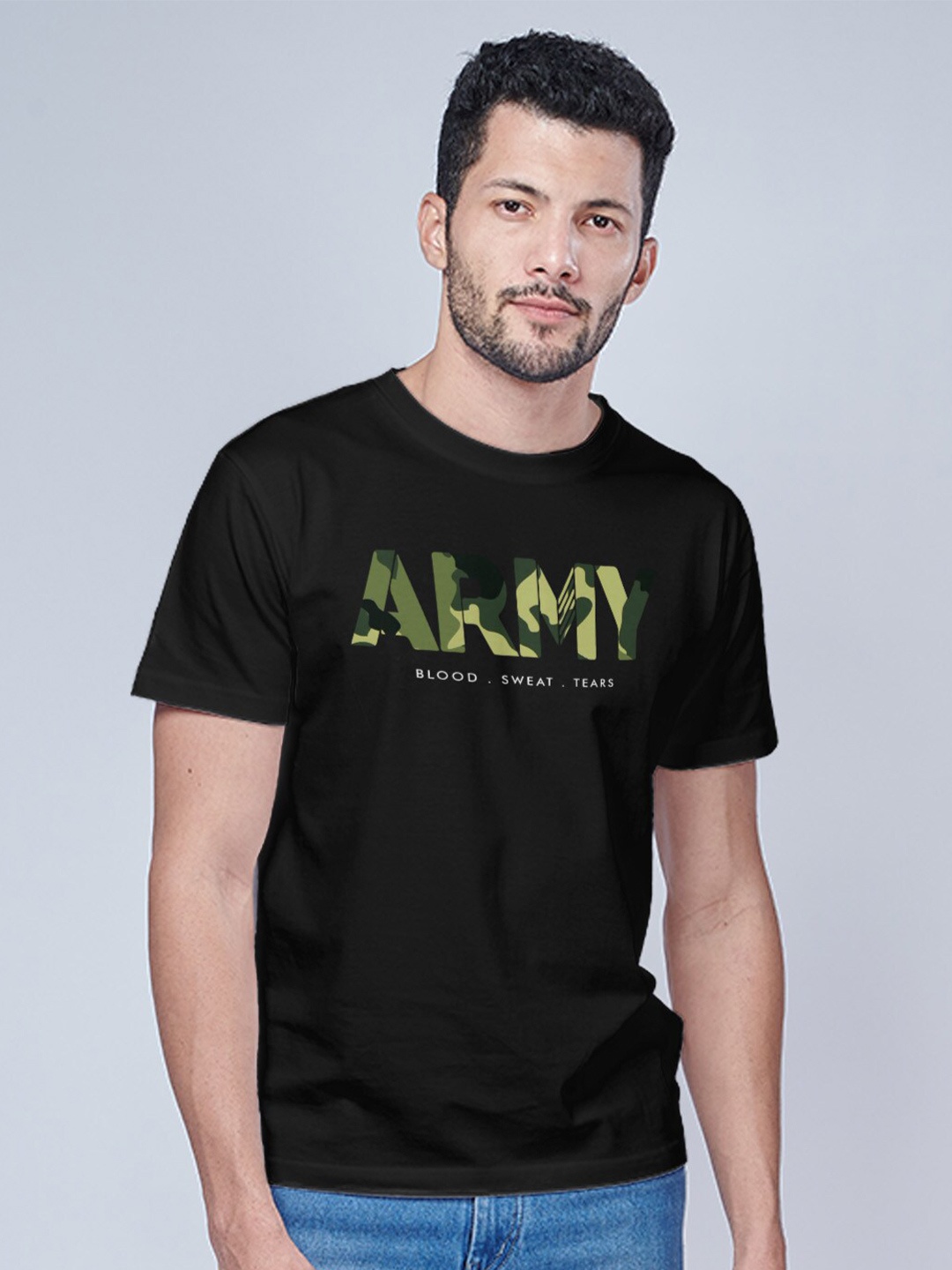 

Aero Armour Camouflage Printed Regular Fit Pure Cotton T-shirt, Black
