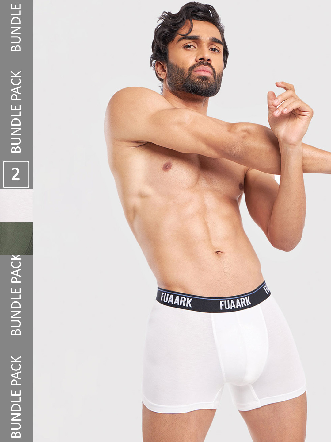 

FUAARK Pack Of 2 Ultra Soft Trunks FUSMTrP2-White-Olive-S
