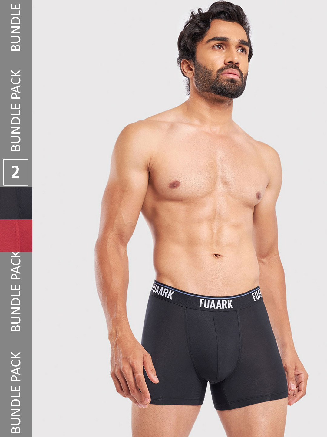 

FUAARK Pack Of 2 Moisture Wicking Snug fit Trunks FUSMTrP2-Black-Maroon-S