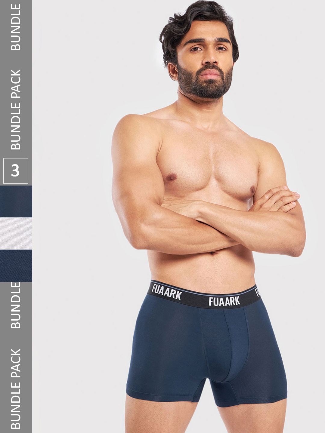 

FUAARK Pack Of 2 Moisture Wicking Snug fit Trunks FUSMTrP2-Blue-White-S