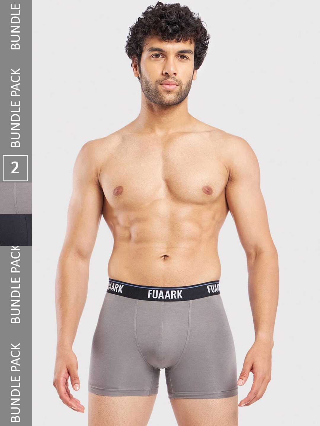 

FUAARK Pack Of 2 Snug Fit Trunks FUSMTrP2-Black-Grey-S