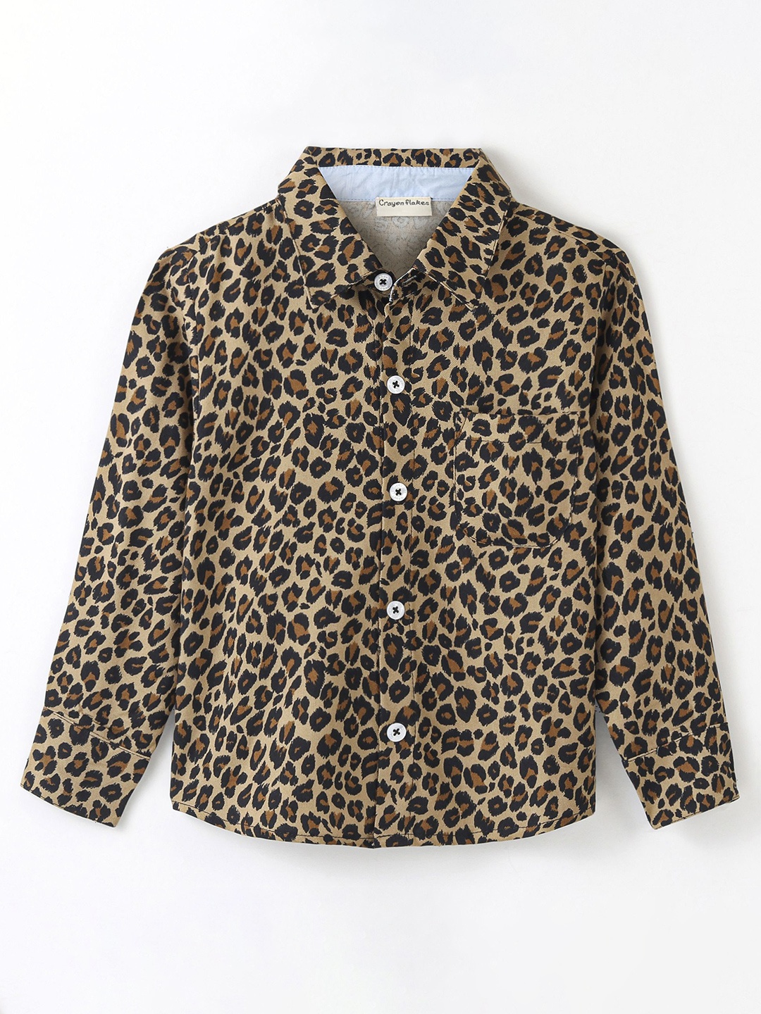 

CrayonFlakes Boys Animal Printed Casual Cotton Shirt, Brown