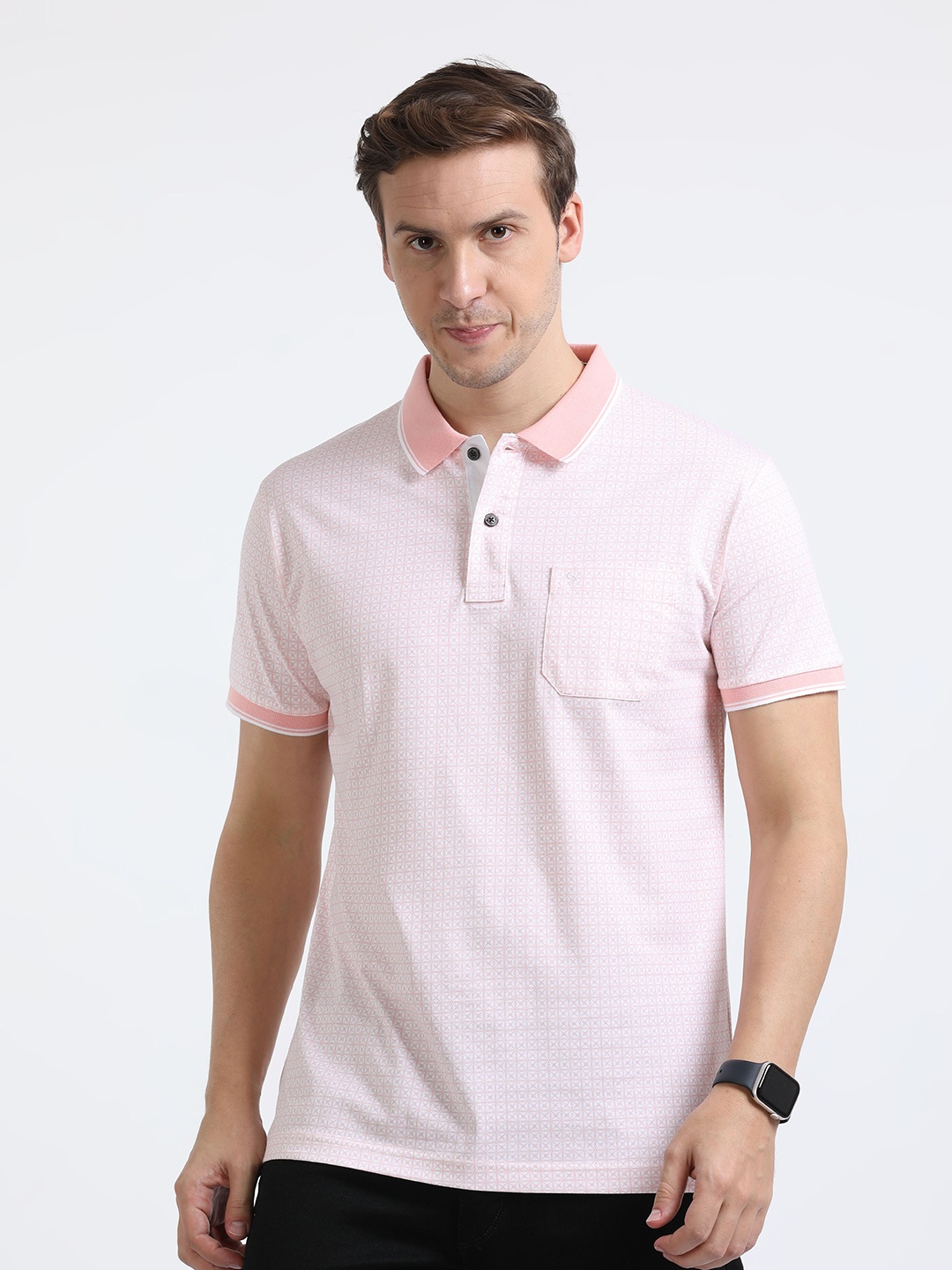 

Classic Polo Printed Polo Collar Slim Fit Cotton T-shirt, Peach