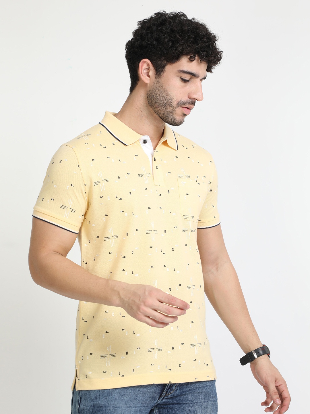 

Classic Polo Printed Polo Collar Slim Fit Cotton T-shirt, Yellow