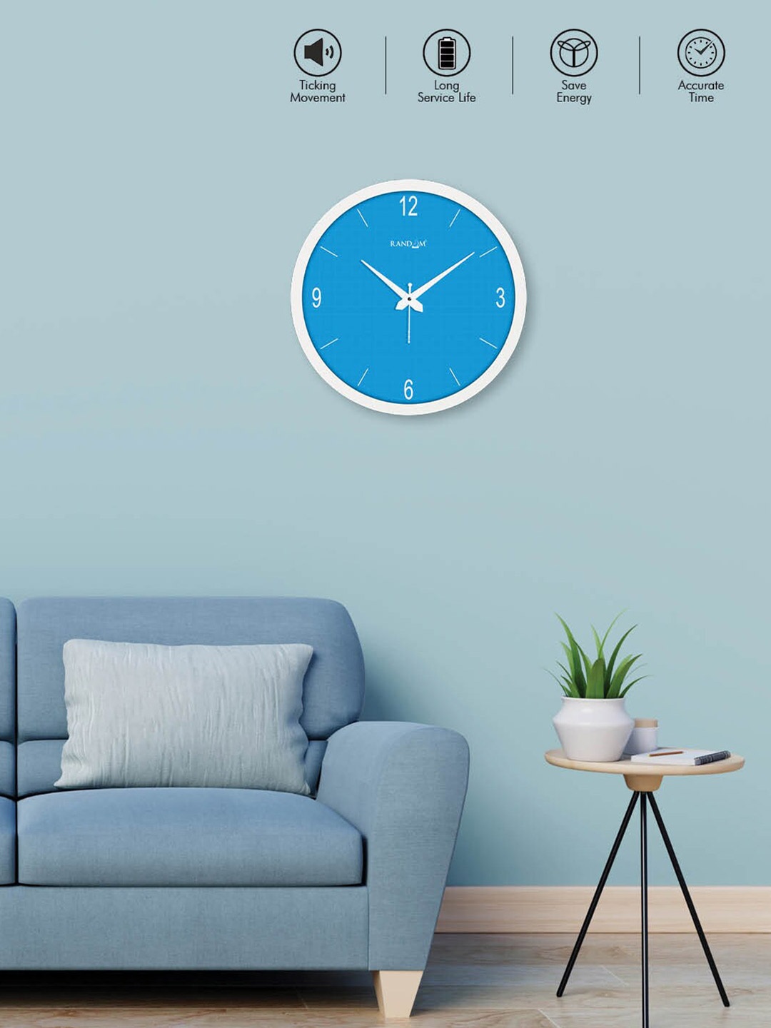 

RANDOM Blue & White Contemporary Wall Clock