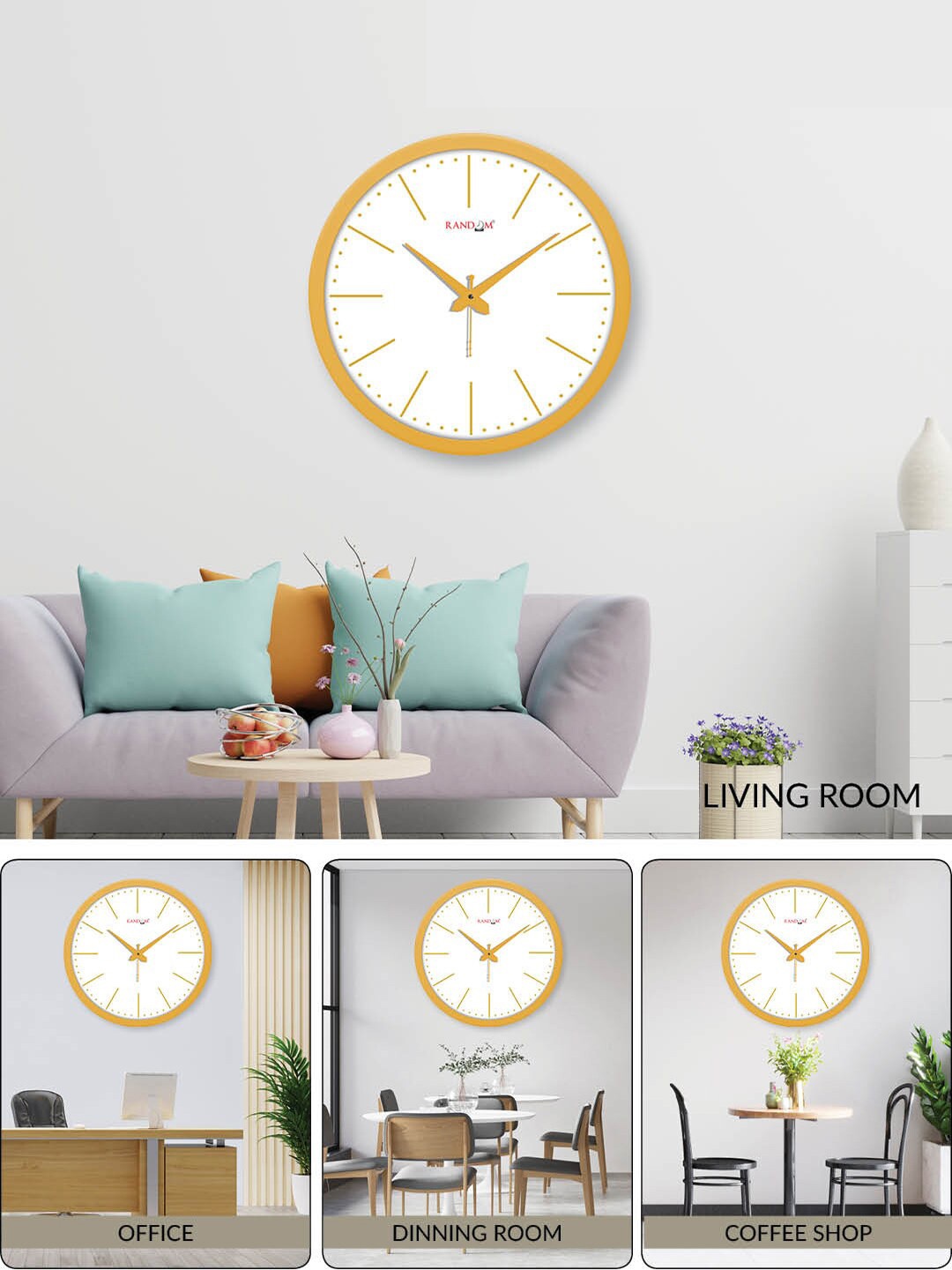 

RANDOM Yellow & White Analogue Contemporary Wall Clock