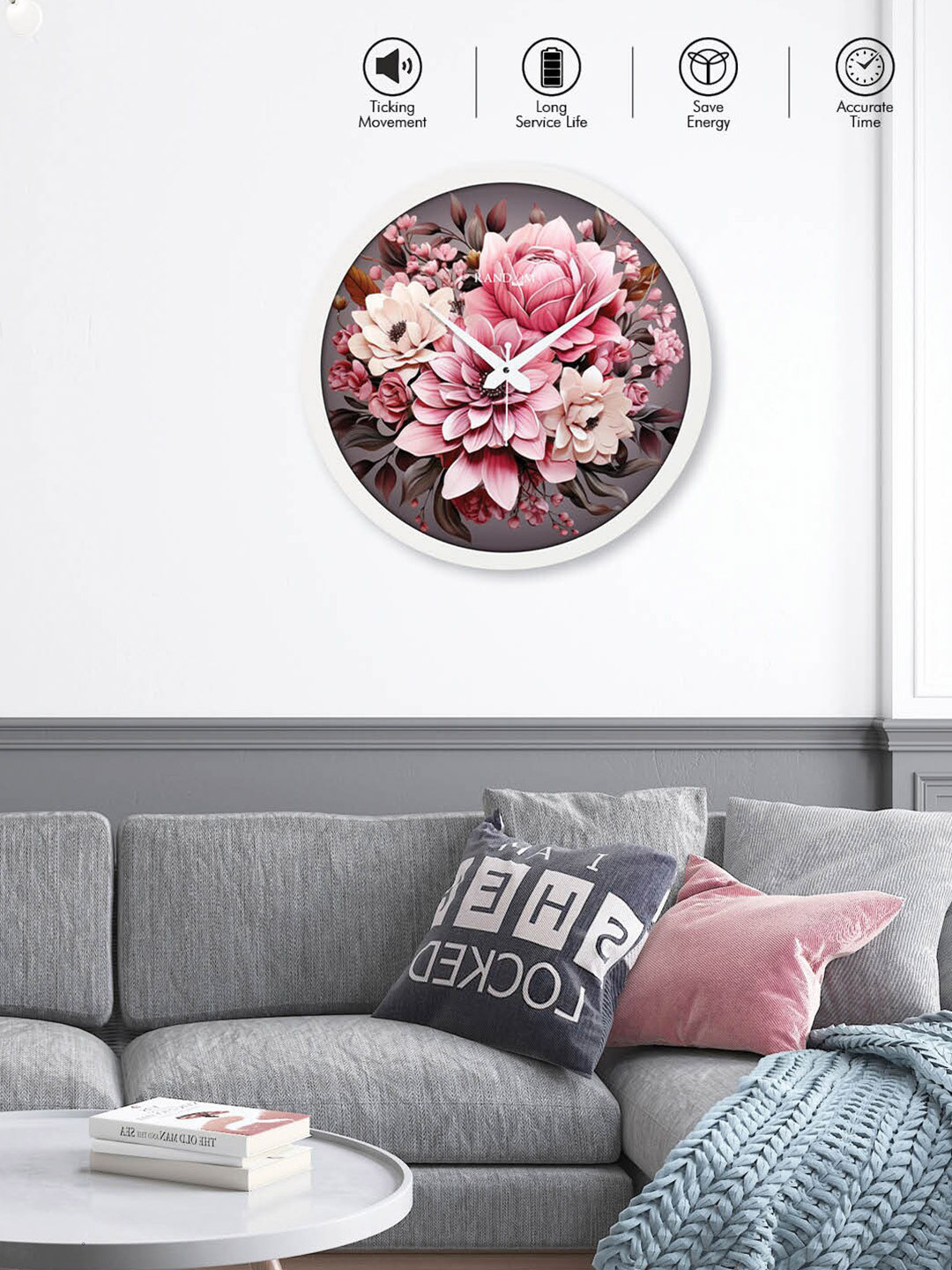 

RANDOM Pink Contemporary Wall Clock