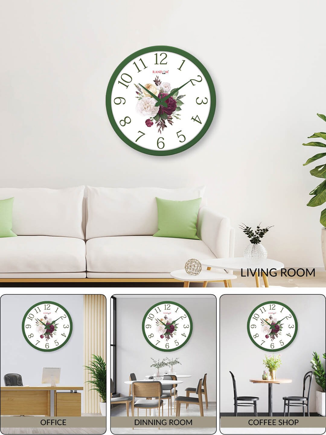 

RANDOM Green & White Contemporary Wall Clock