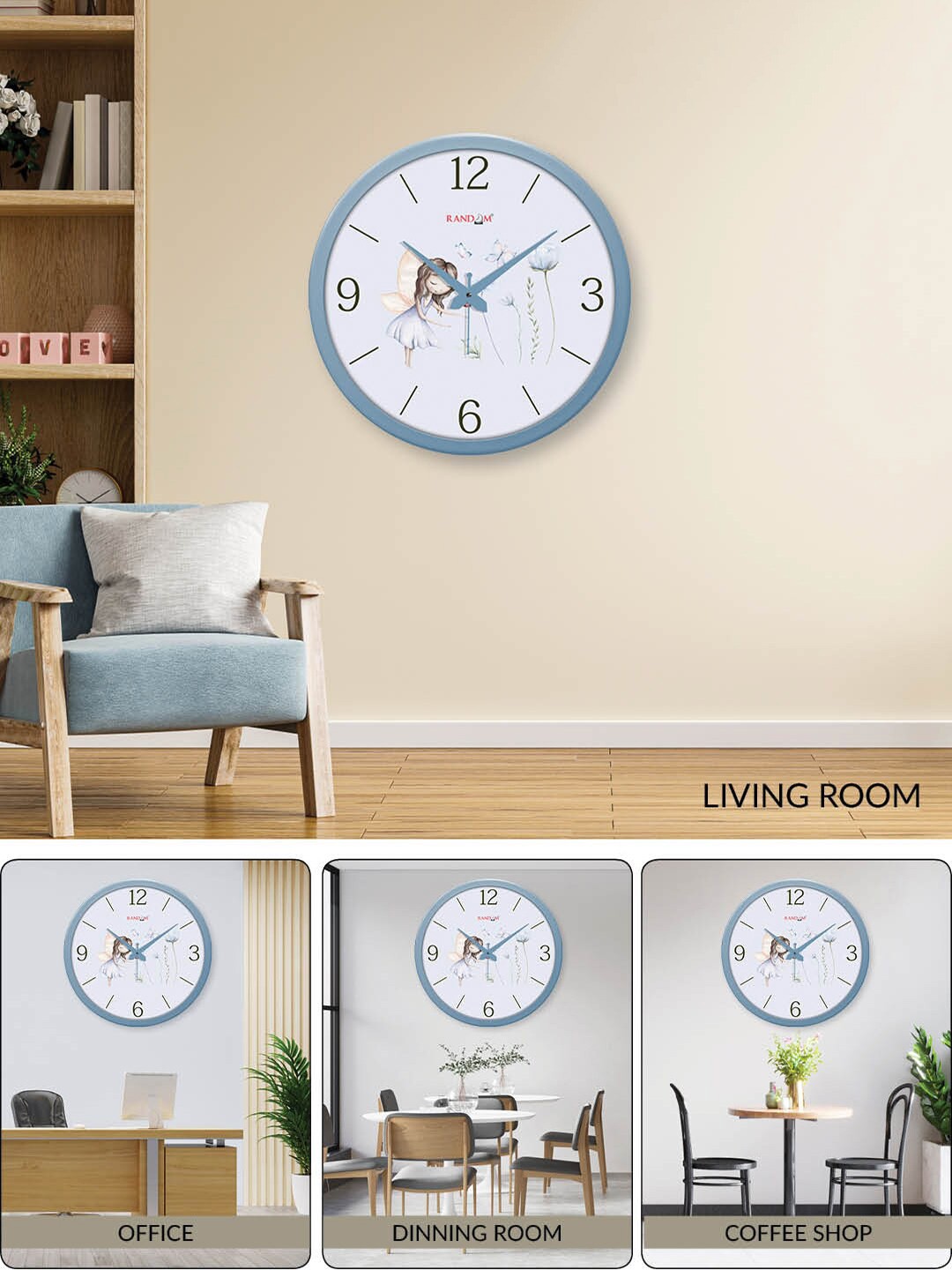 

RANDOM Blue & White Printed Contemporary Wall Clock