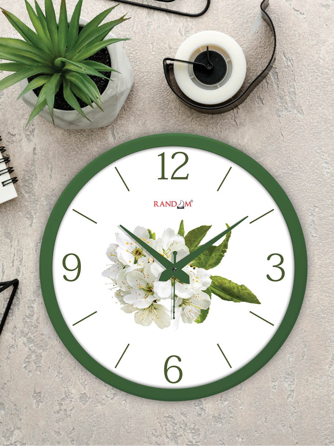 

RANDOM Green & White Contemporary Wall Clock