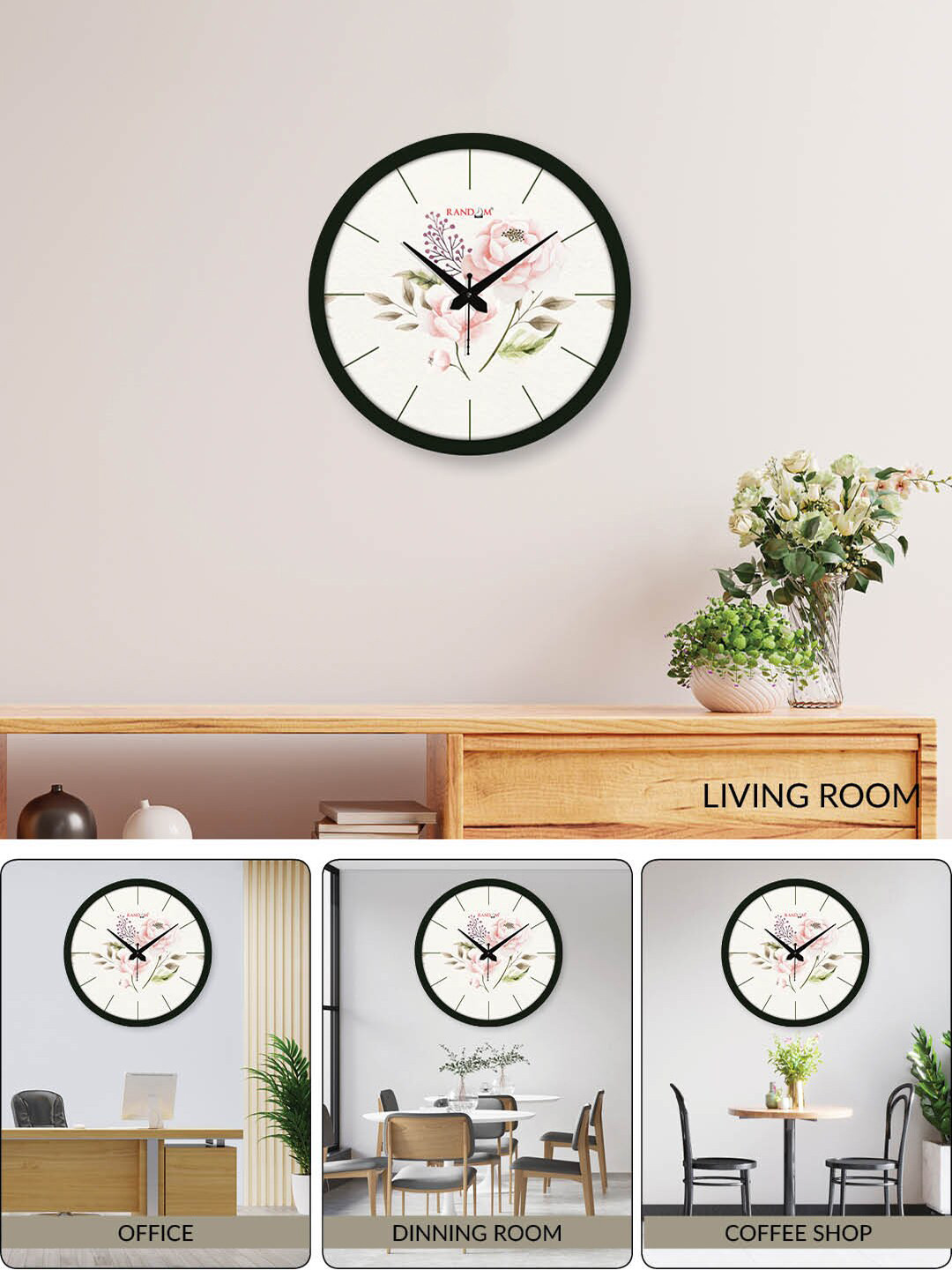 

RANDOM White & Pink Printed Contemporary Wall Clock