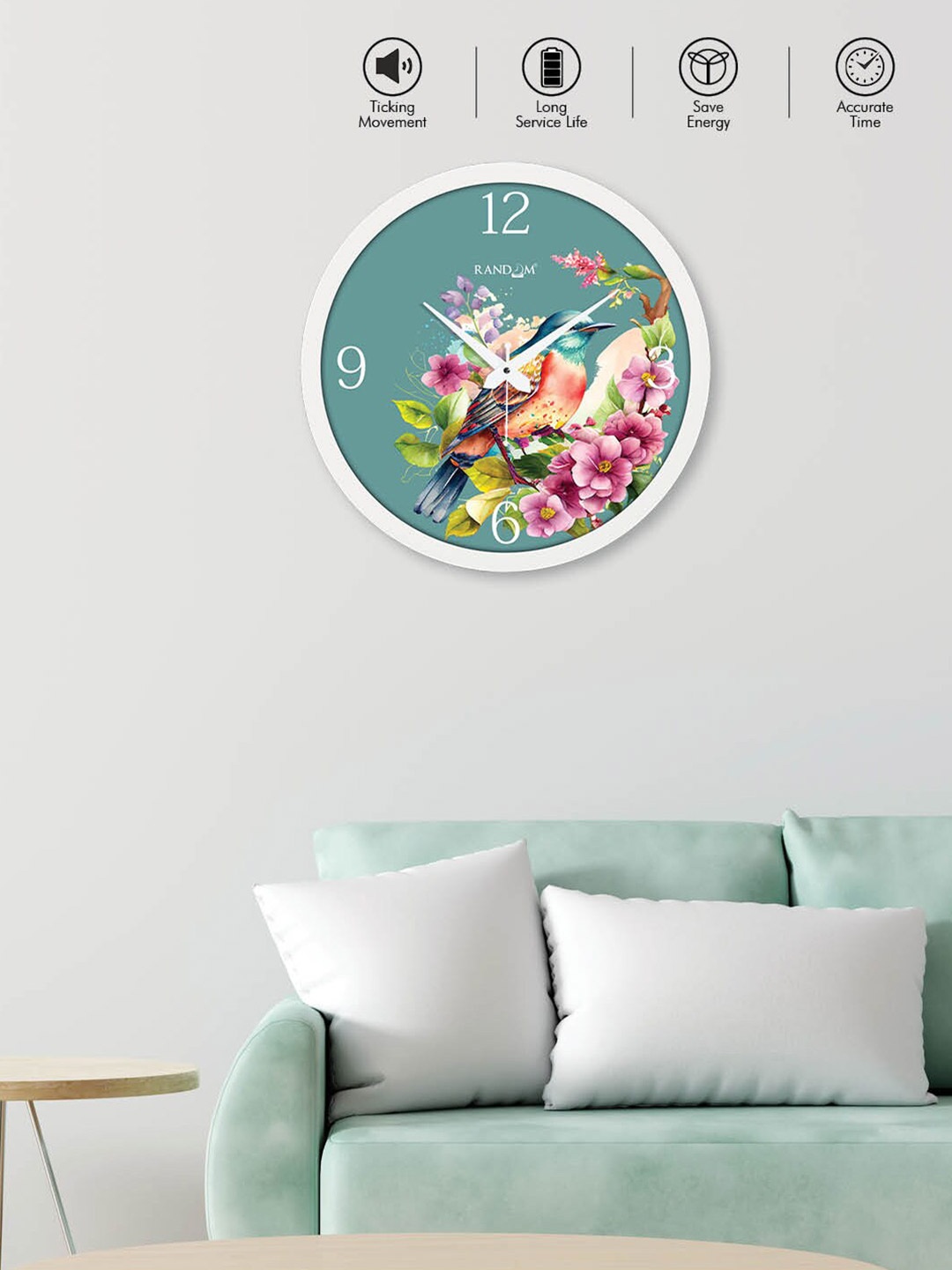 

RANDOM White & Green Contemporary Wall Clock