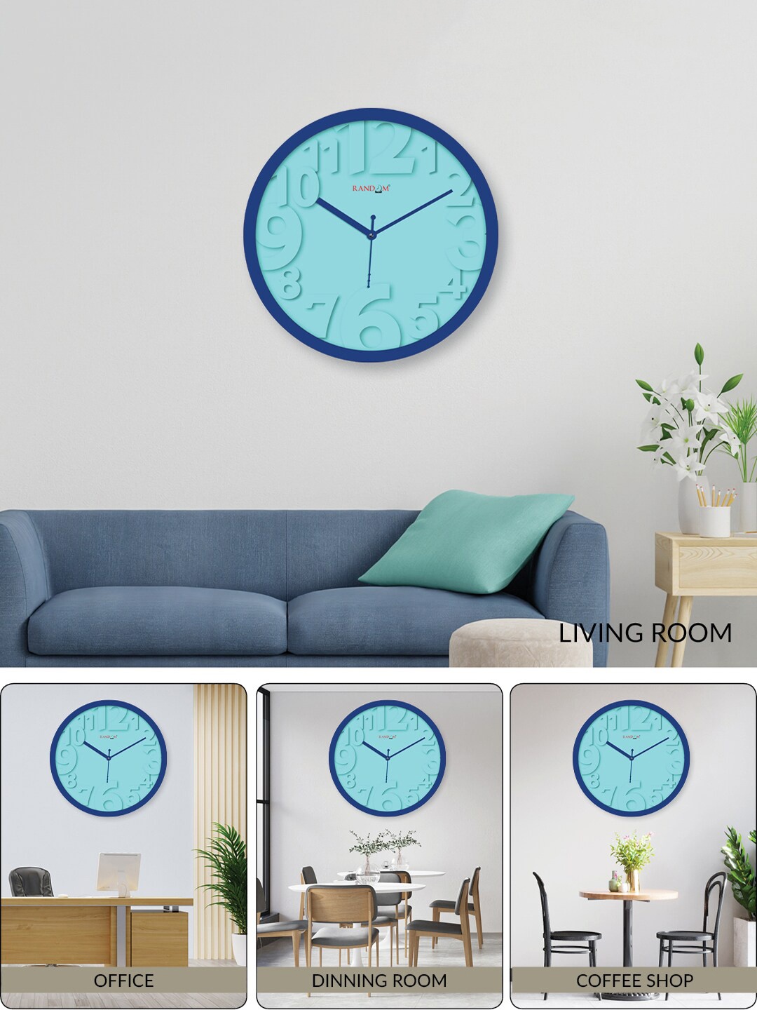 

RANDOM Blue Analogue Contemporary Wall Clock