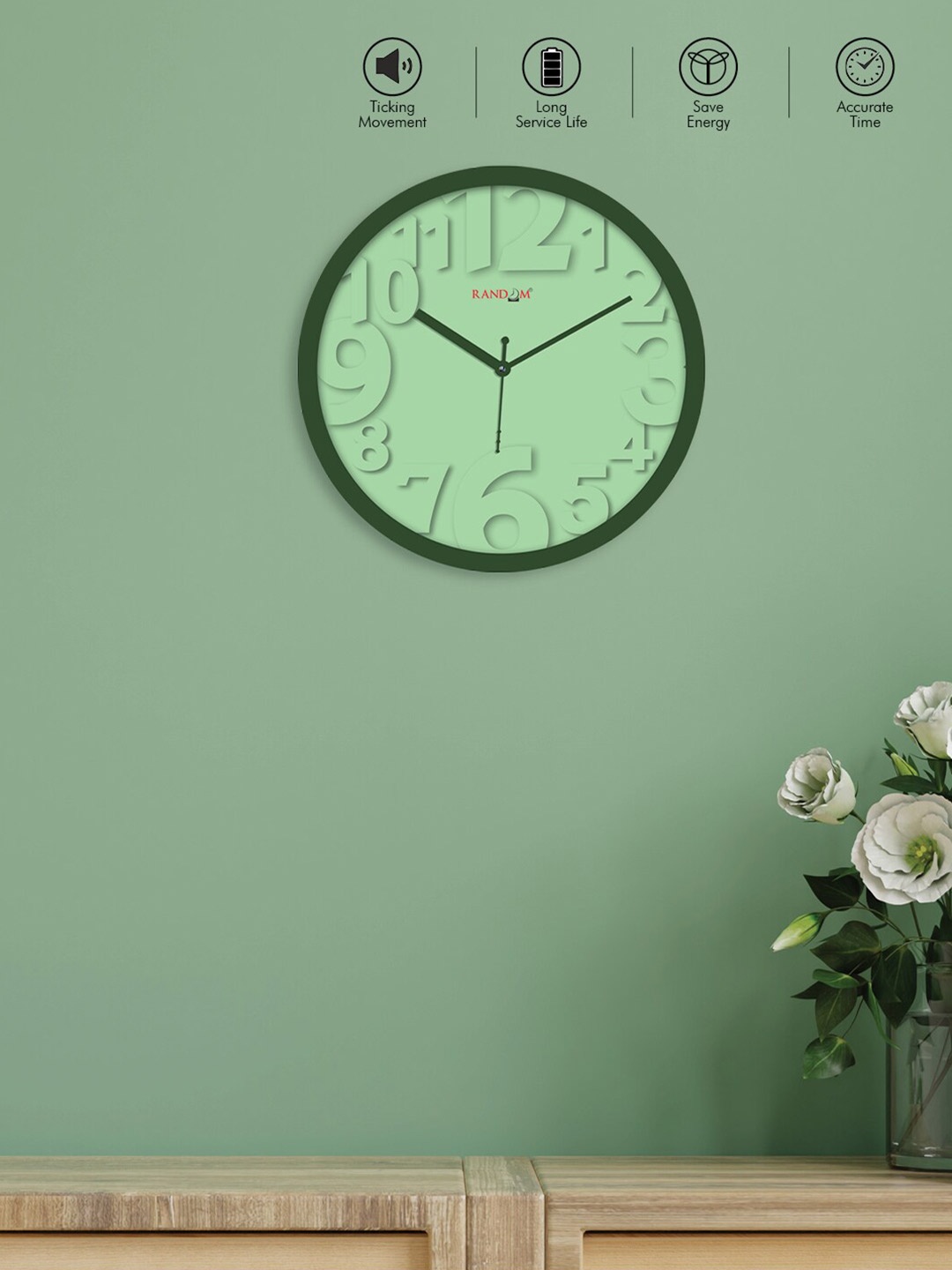 

RANDOM Green Contemporary Wall Clock