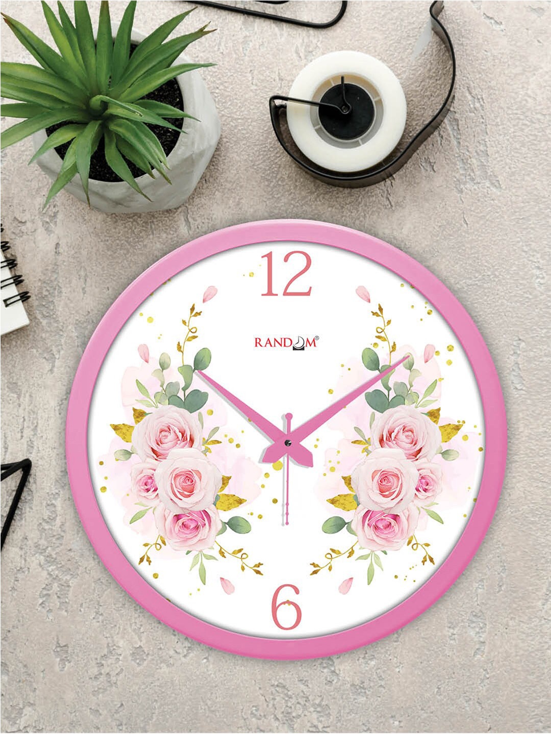 

RANDOM White & Pink Contemporary Wall Clock
