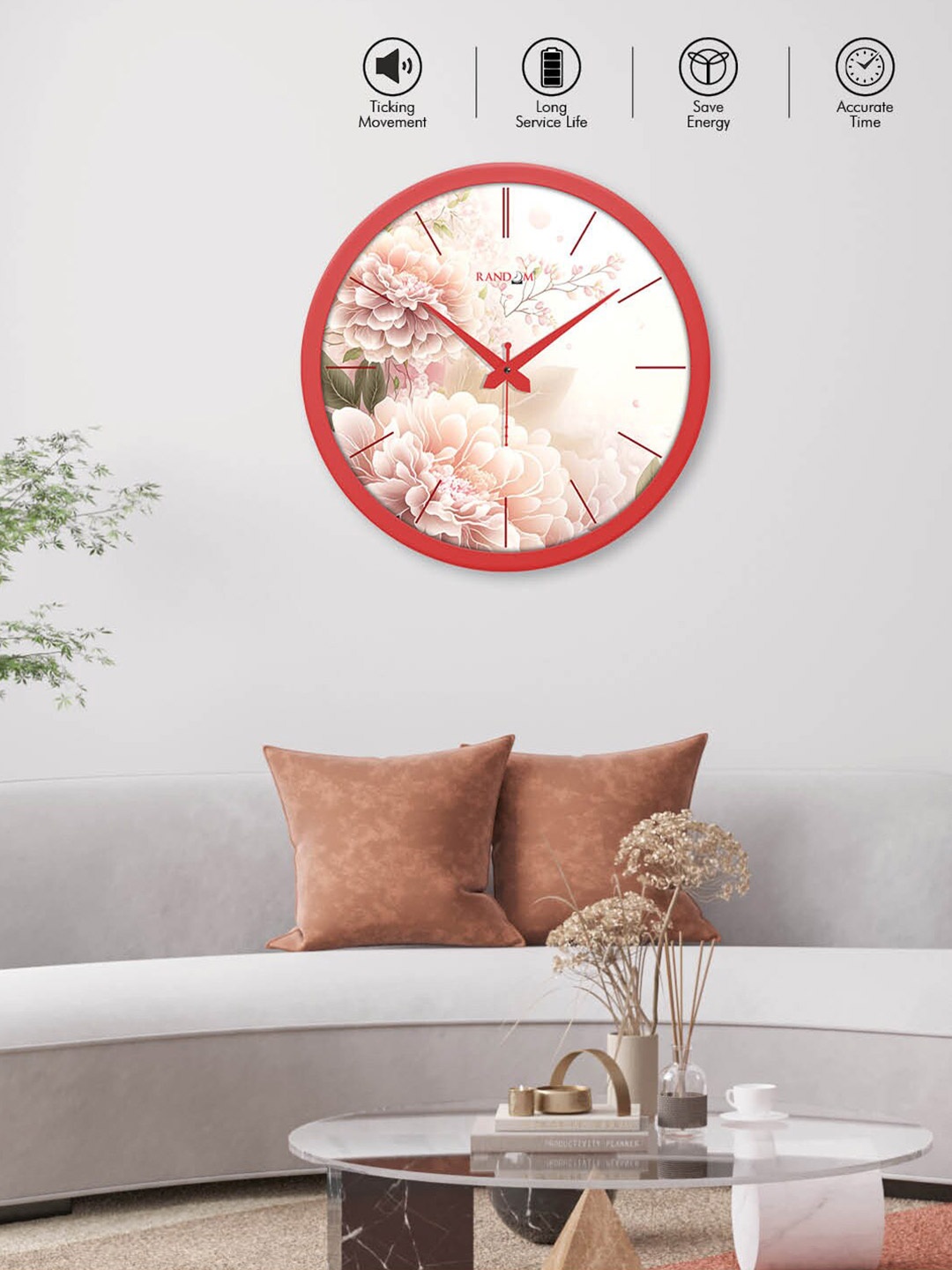 

RANDOM Red & White Contemporary Wall Clock