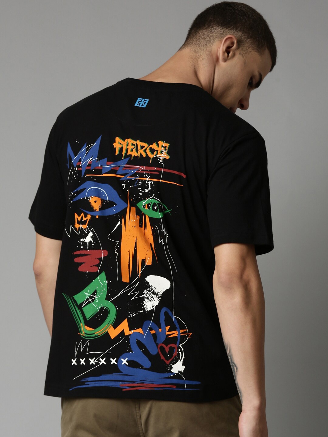 

Breakbounce Black Typography Printed Cotton Relaxed Fit T-Shirt