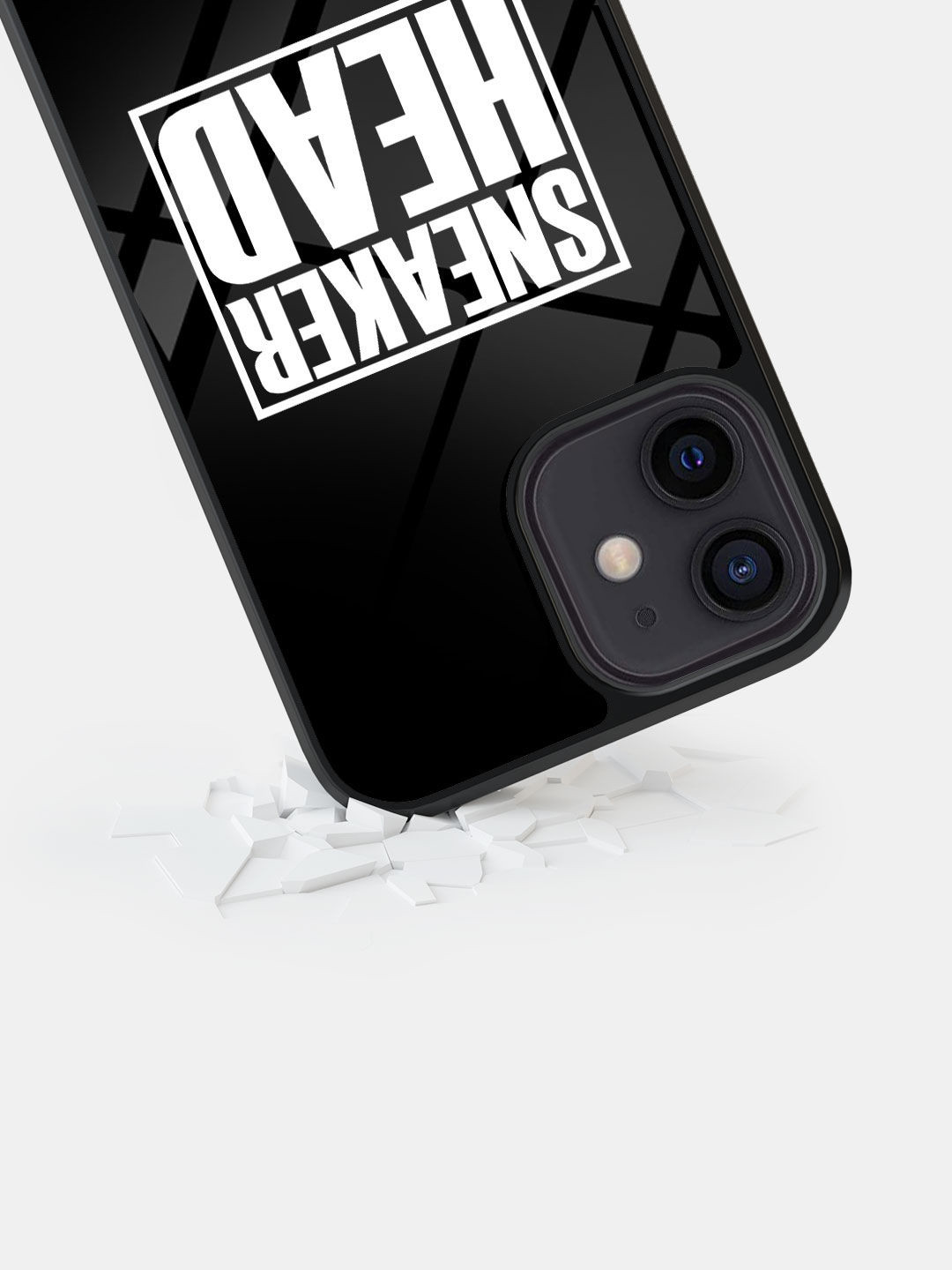 

macmerise Printed Glass iPhone 12 Mini Back Case, Black