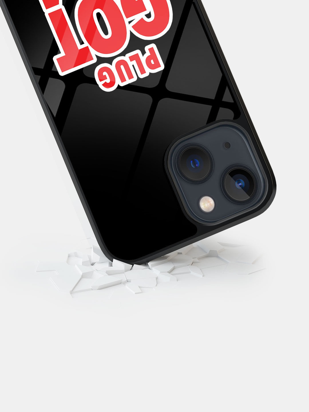 

macmerise Printed Glass iPhone 13 Back Case, Black