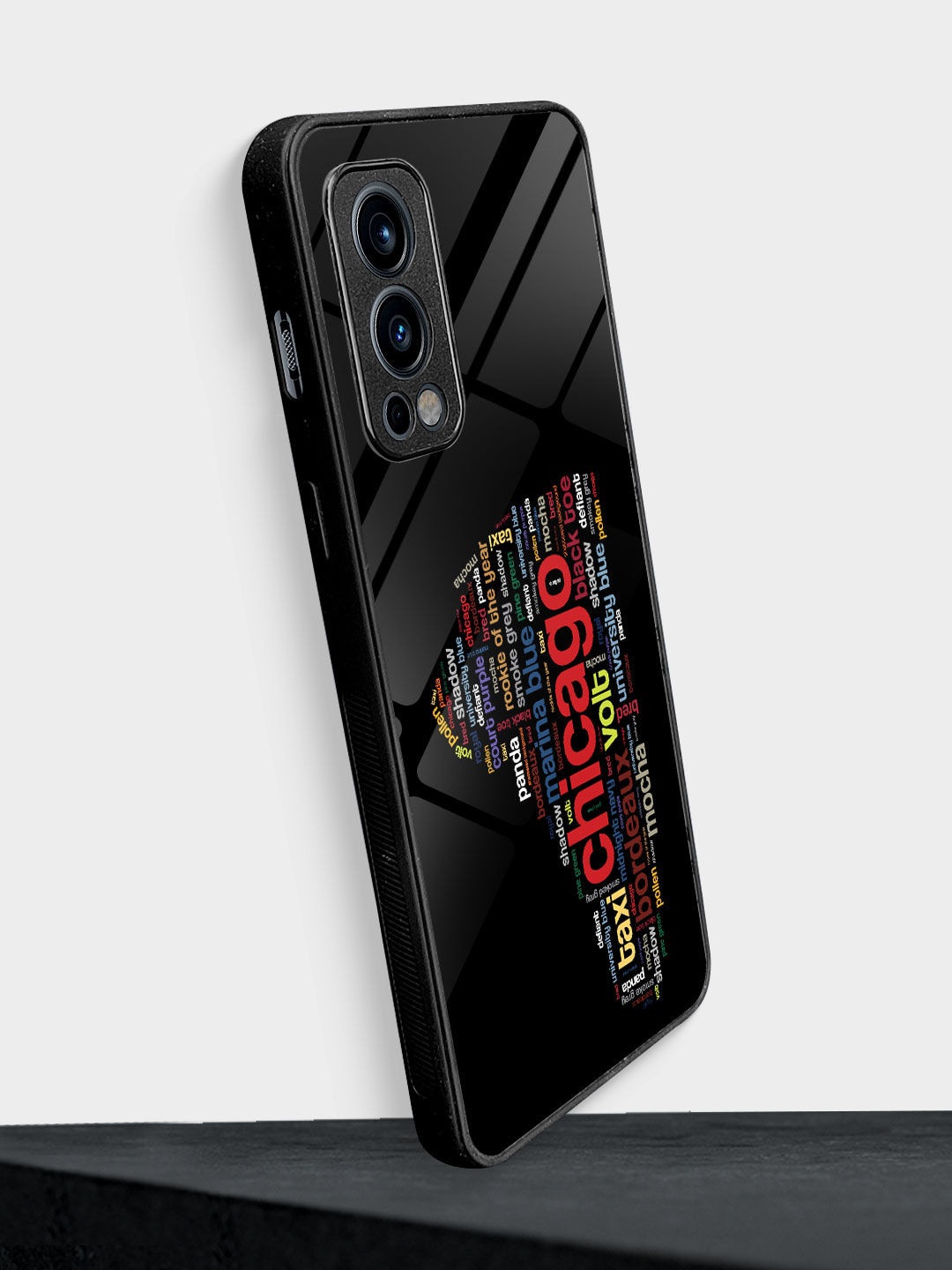 

macmerise Printed OnePlus Nord 2 Glass Back Case, Black