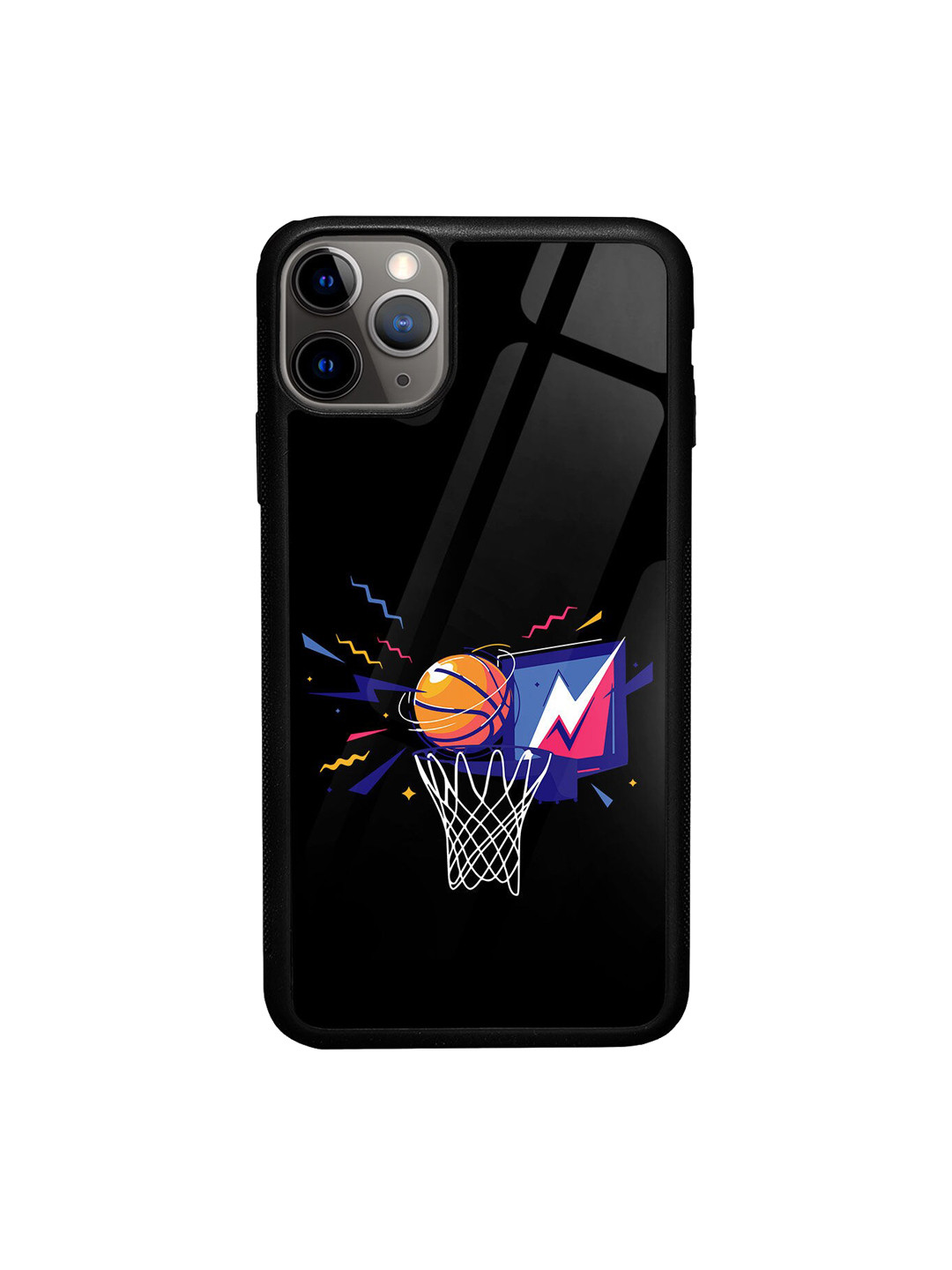 

macmerise Unisex Sneakerhead Basket Printed iPhone 11 Pro Max Glass Back Case, Black