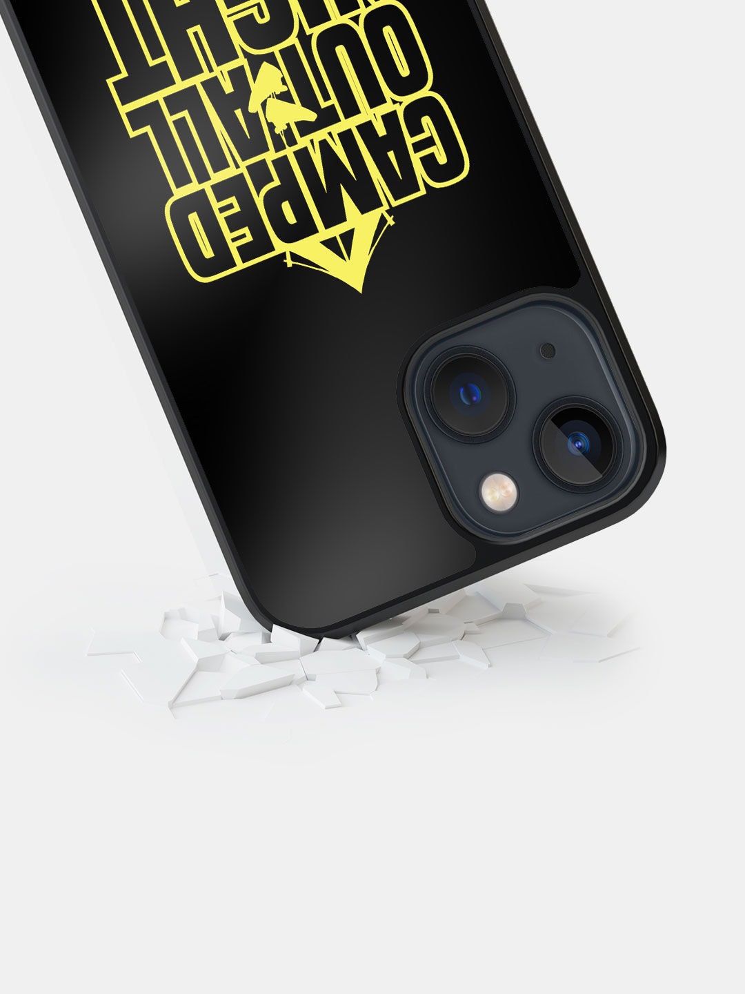 

macmerise Sneakerhead Camped Out Printed iPhone 13 Glass Back Case, Black