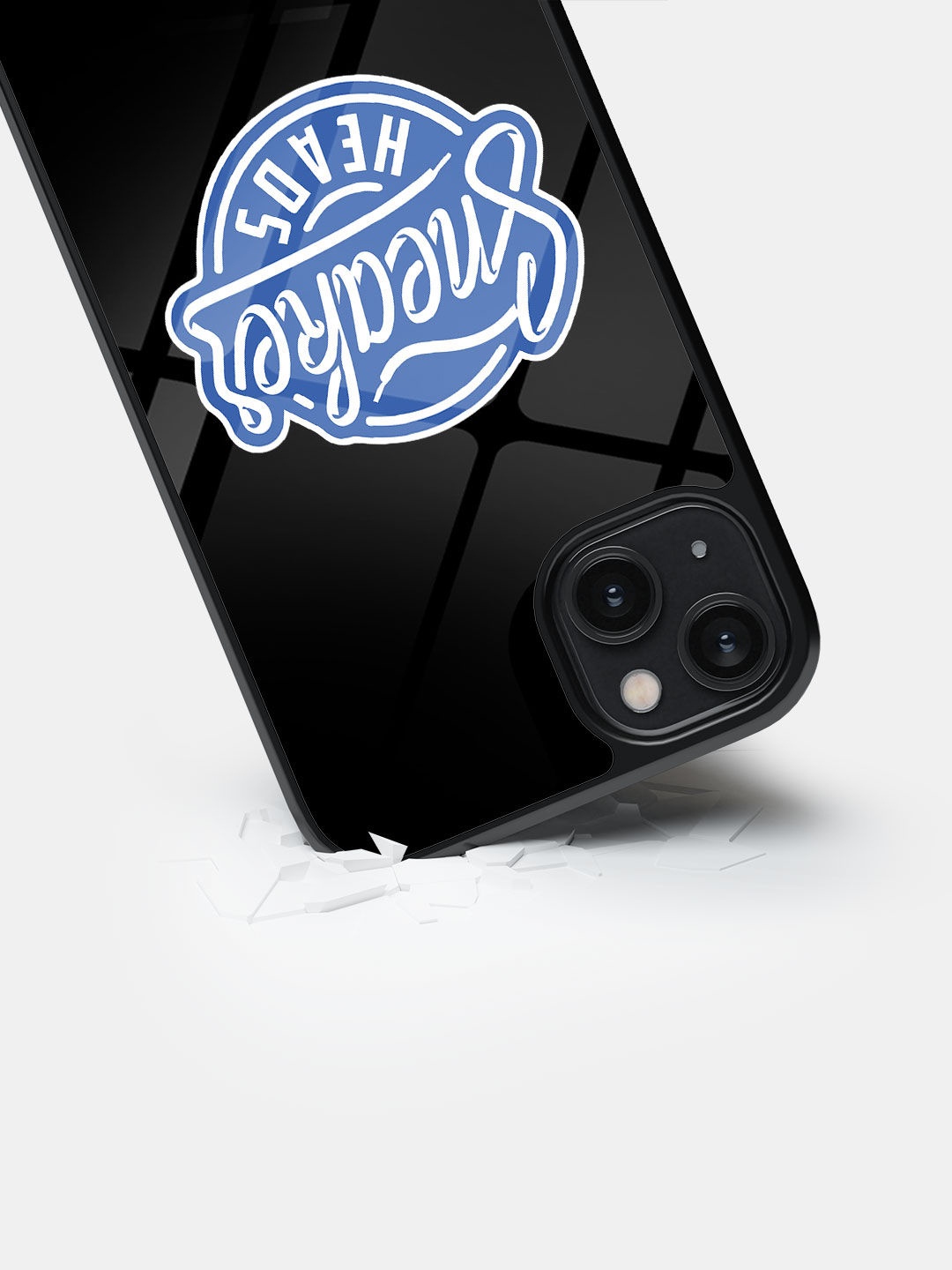 

macmerise Sneakerhead Badge Printed iPhone 14 Plus Glass Back Case, Black