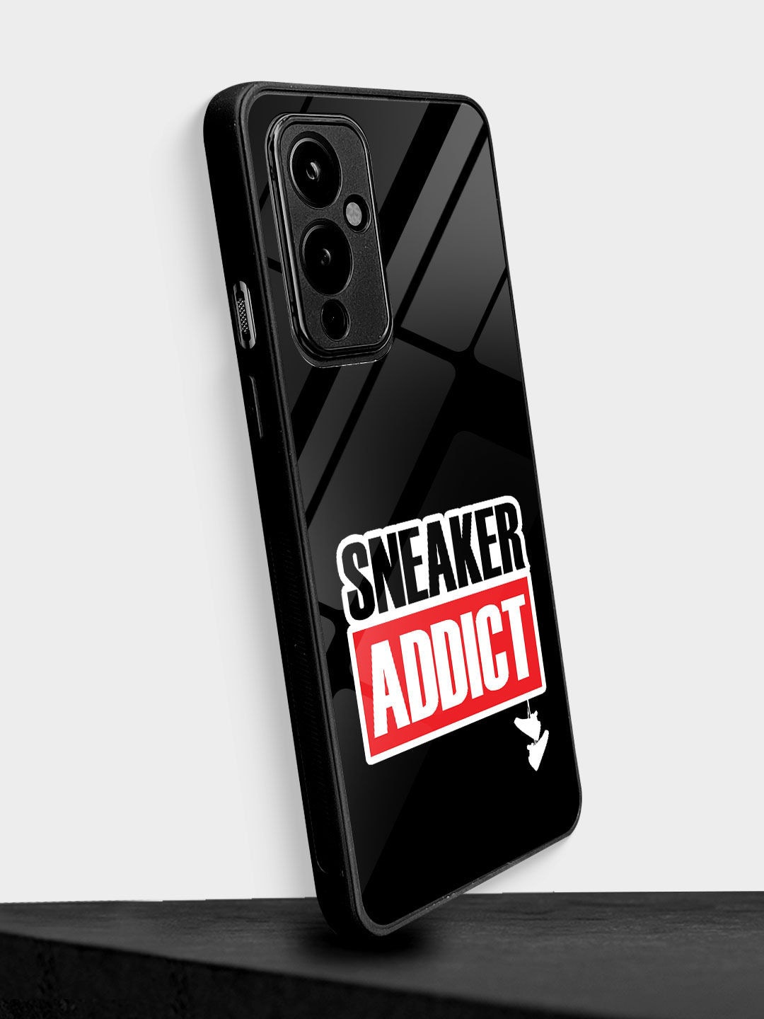 

macmerise Printed Glass OnePlus 9 Back Case, Black