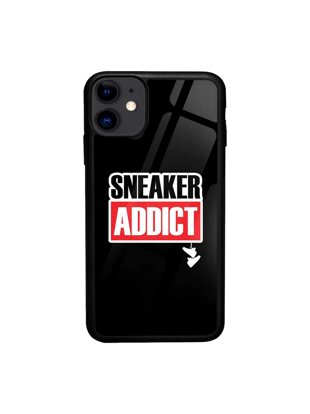 

macmerise Sneakerhead Addict Printed iPhone 11 Glass Back Case, Black