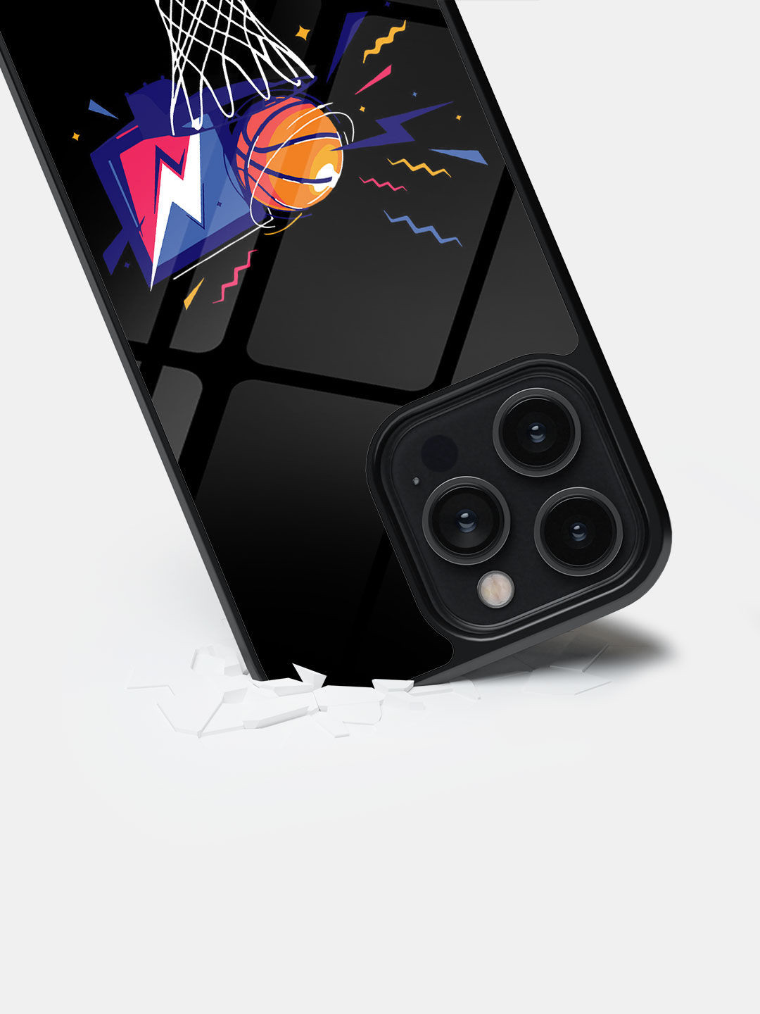 

macmerise Sneakerhead Basket Ball Glass iPhone 14 Pro Max Back Case, Black