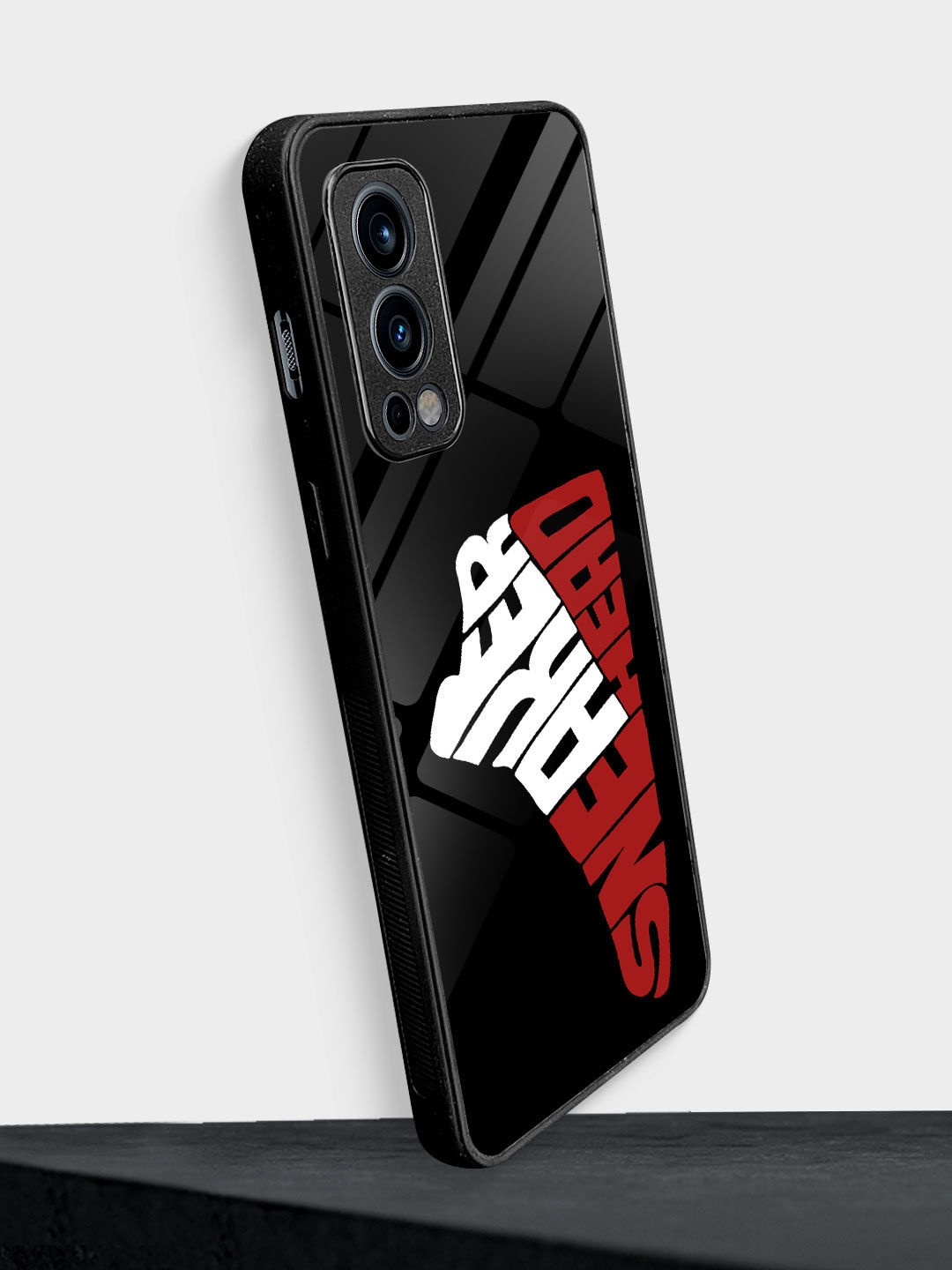 

macmerise Sneakerhead Typography Printed Glass OnePlus Nord 2 Back Case, Black