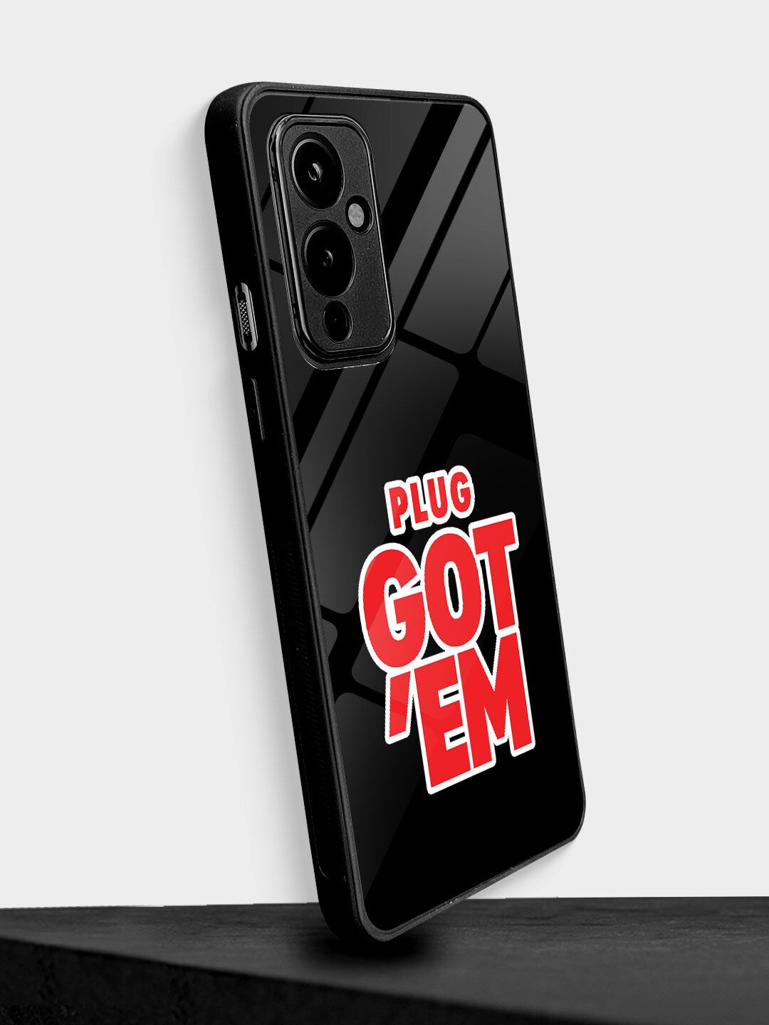 

macmerise Printed Glass OnePlus 9 Back Case, Black