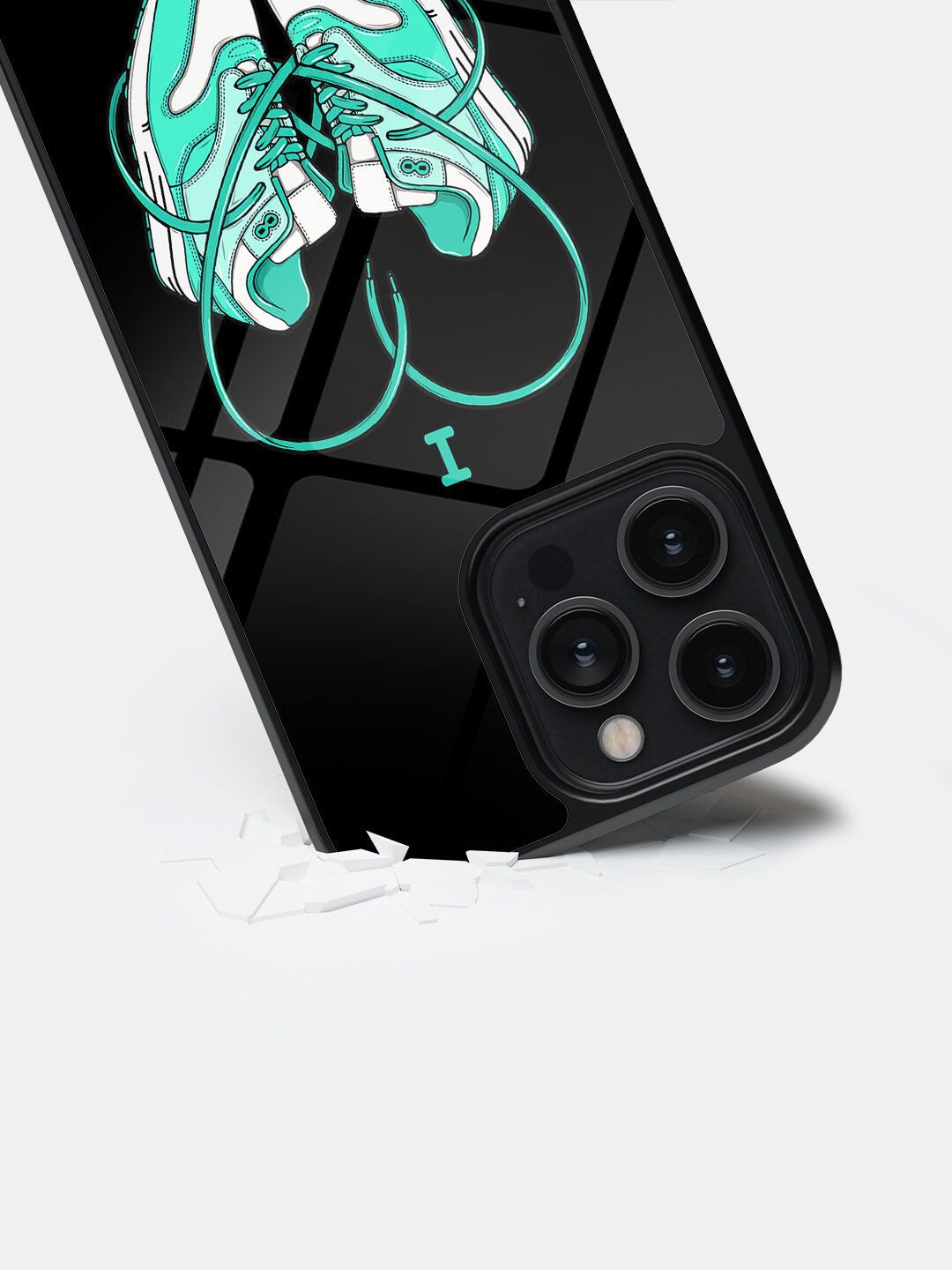 

macmerise Printed Glass iPhone 14 Pro Max Back Case, Black
