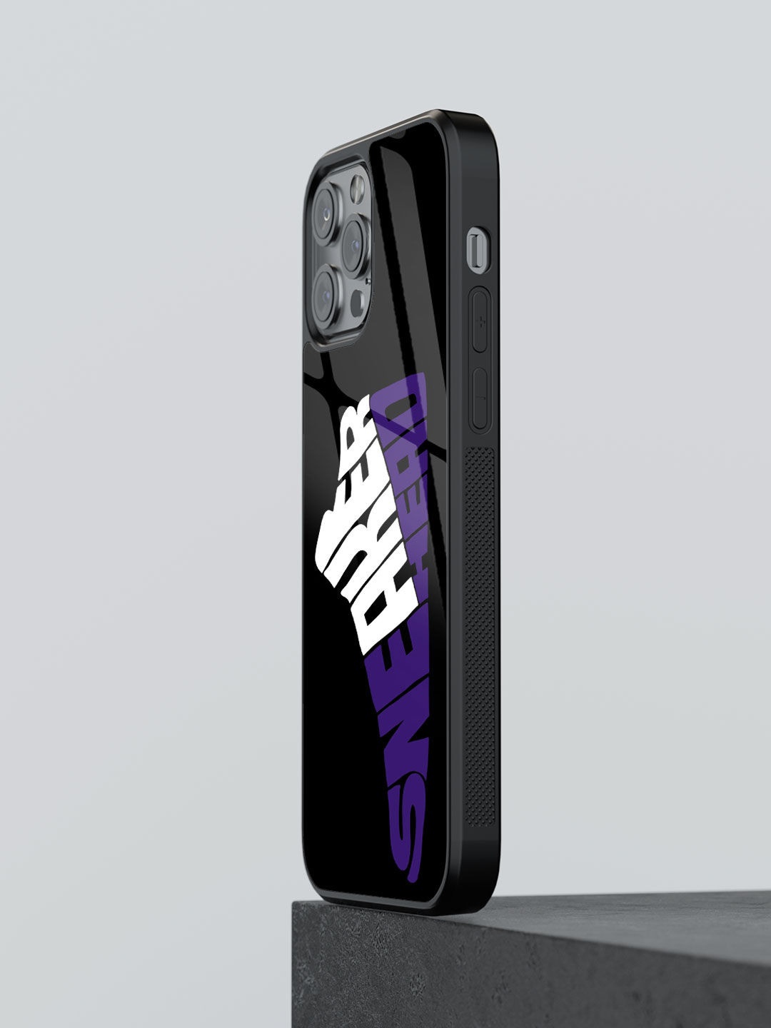 

macmerise Printed Glass iPhone 12 Pro Back Case, Black