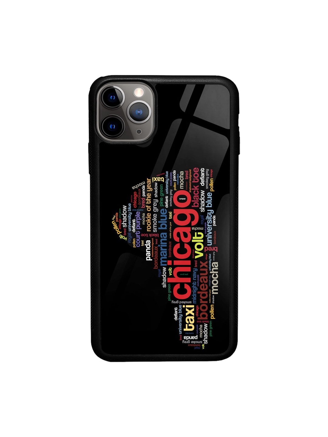 

macmerise Printed Glass iPhone 11 Pro Max Back Case, Black