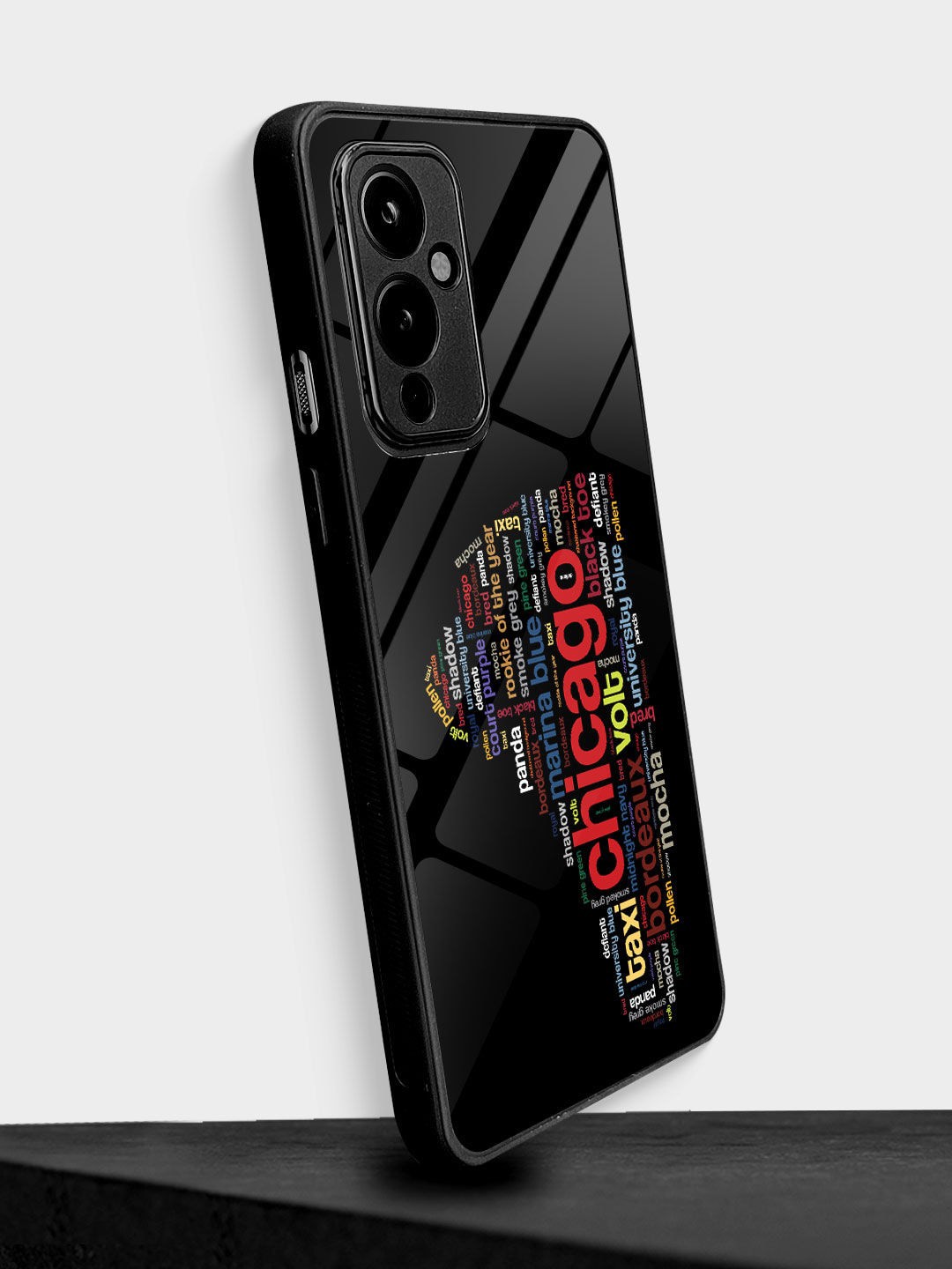 

macmerise Printed Glass OnePlus 9 Back Case, Black